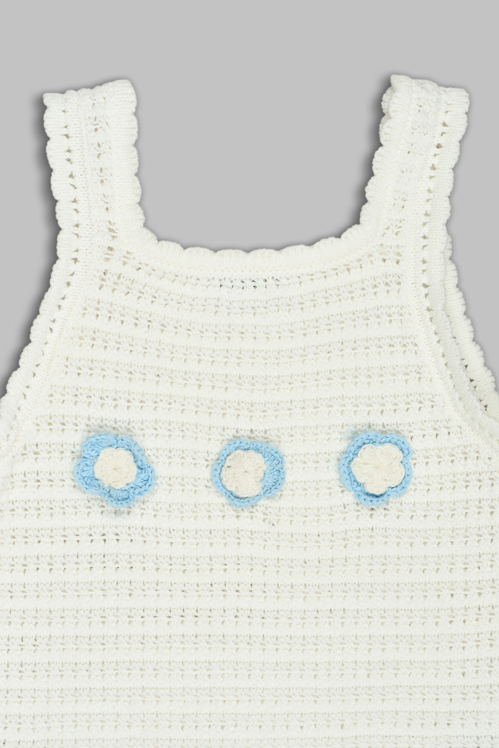 White Self Design Regular Fit Top for Girls - Image 3