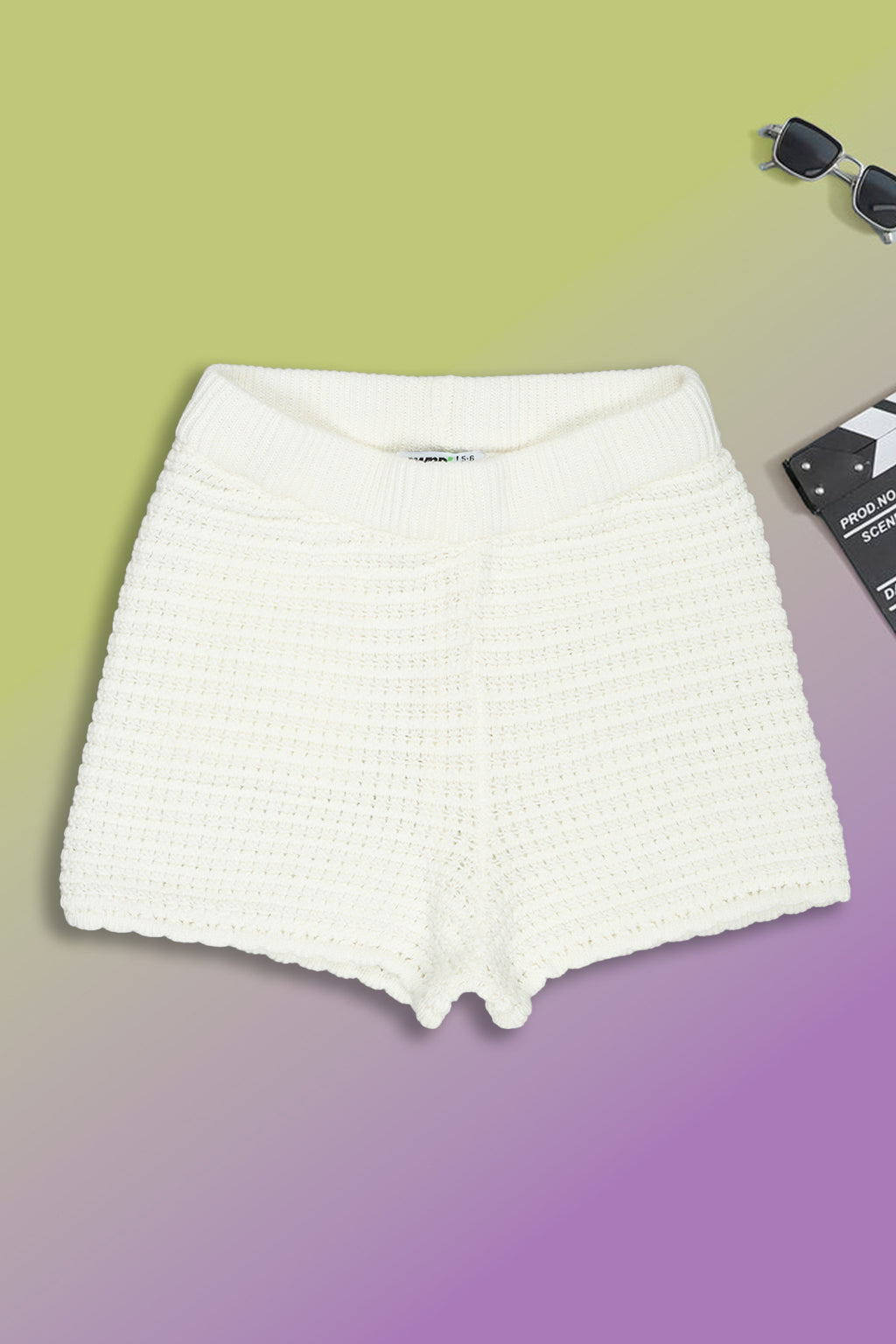 White Self Design Regular Fit Shorts for Girls - Image 1