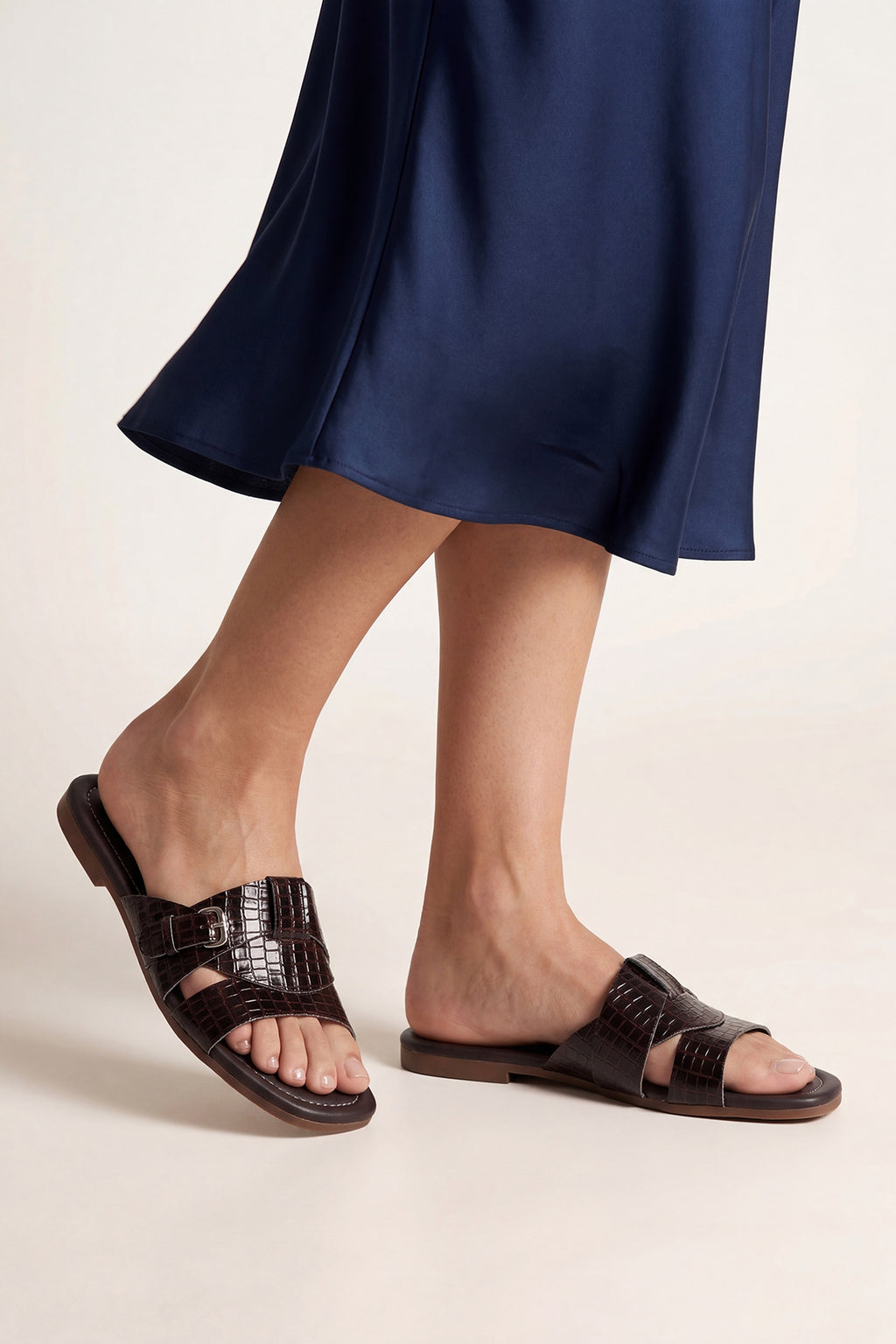 Brown Solid Flats for Women - Image 1