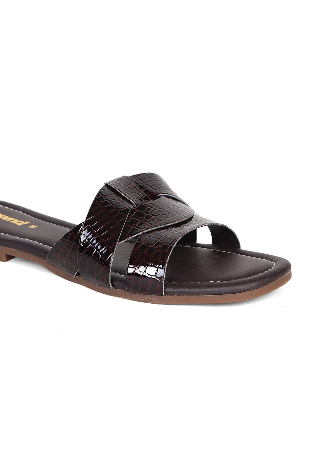 Brown Solid Flats for Women - Image 3