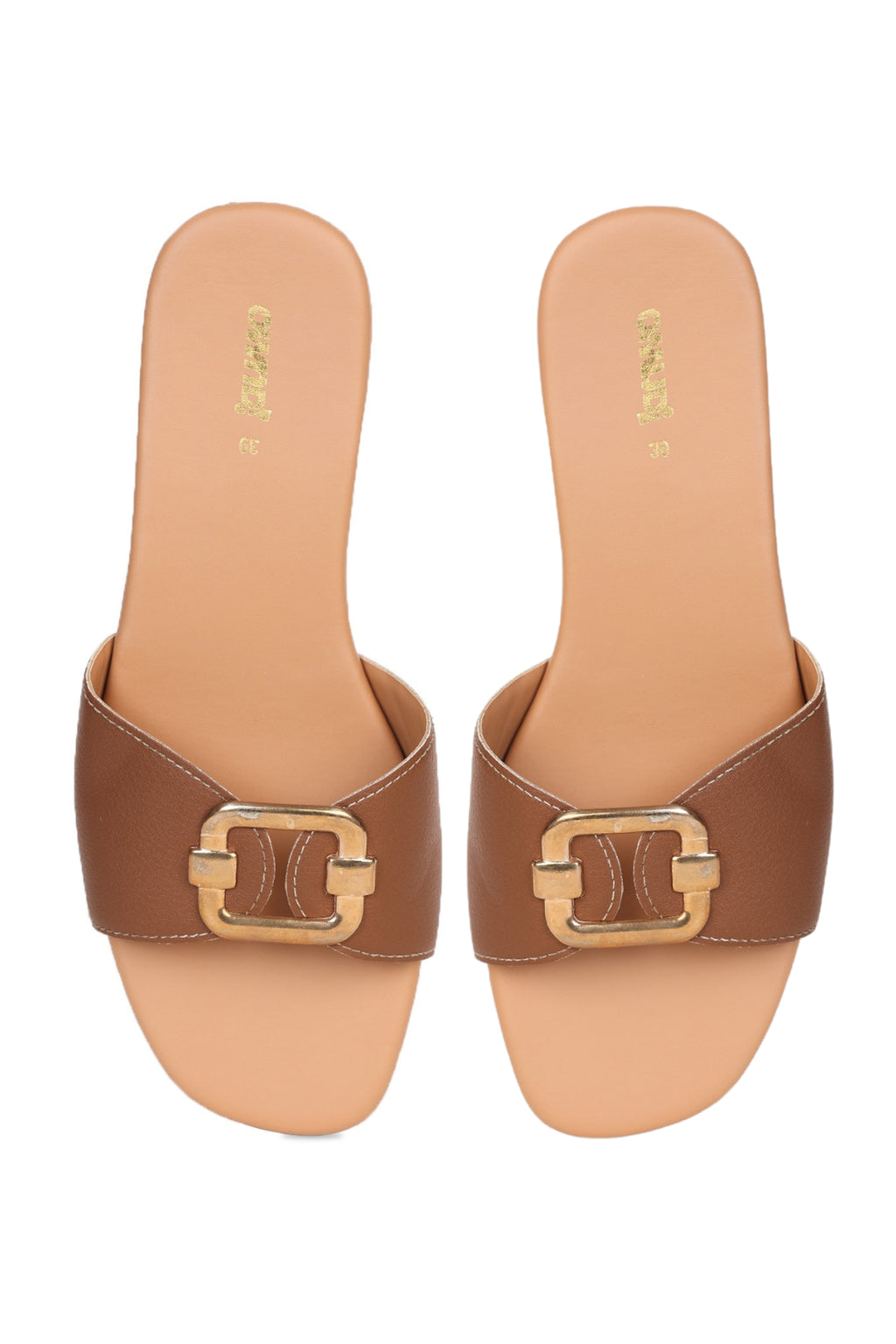 Brown Open Toe Flats for Women - Image 5
