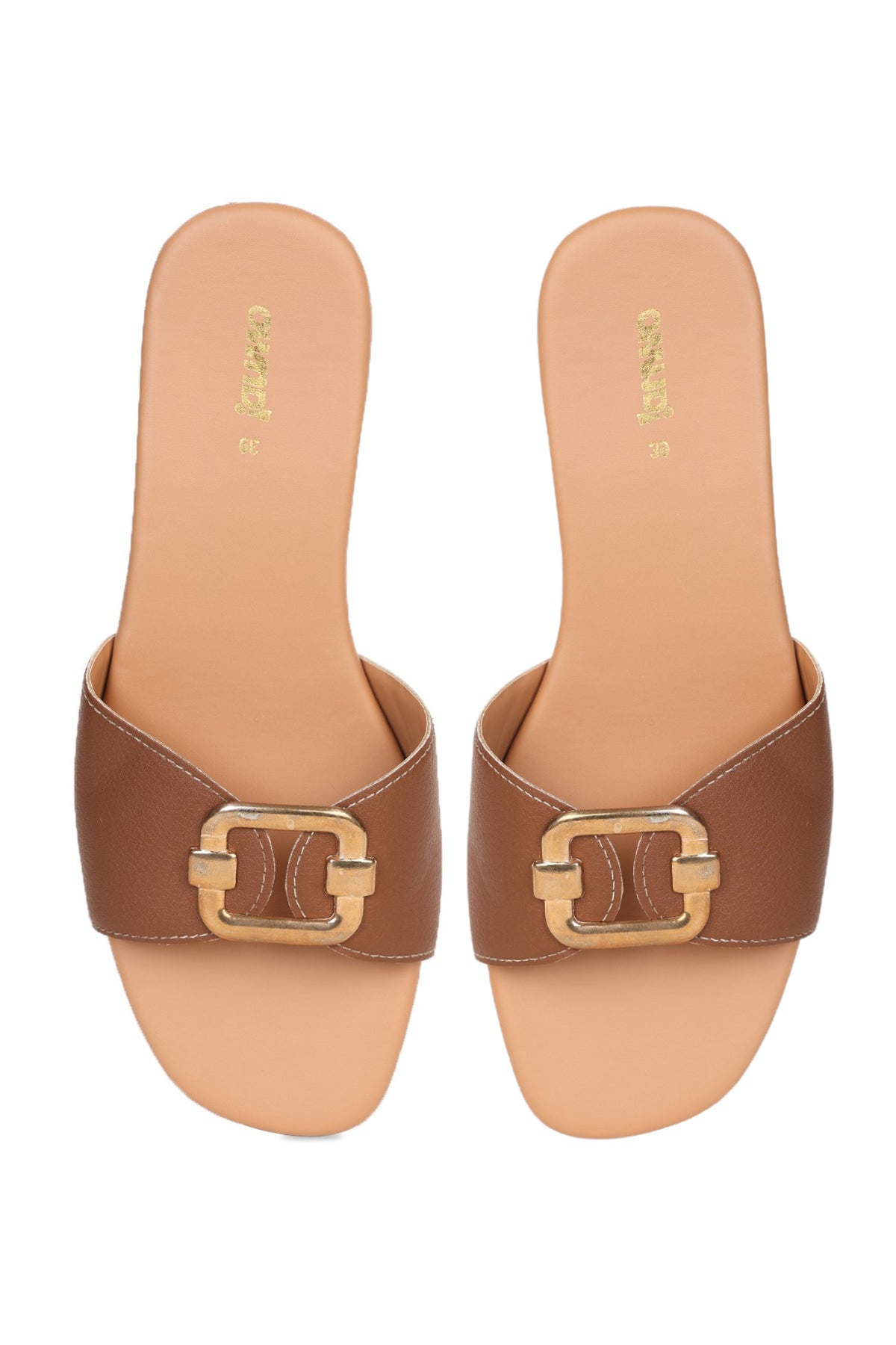 Brown Open Toe Flats for Women - Image 5