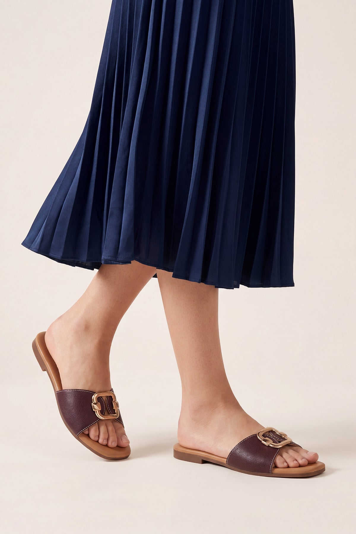 Maroon Solid Flats for Women - Image 1