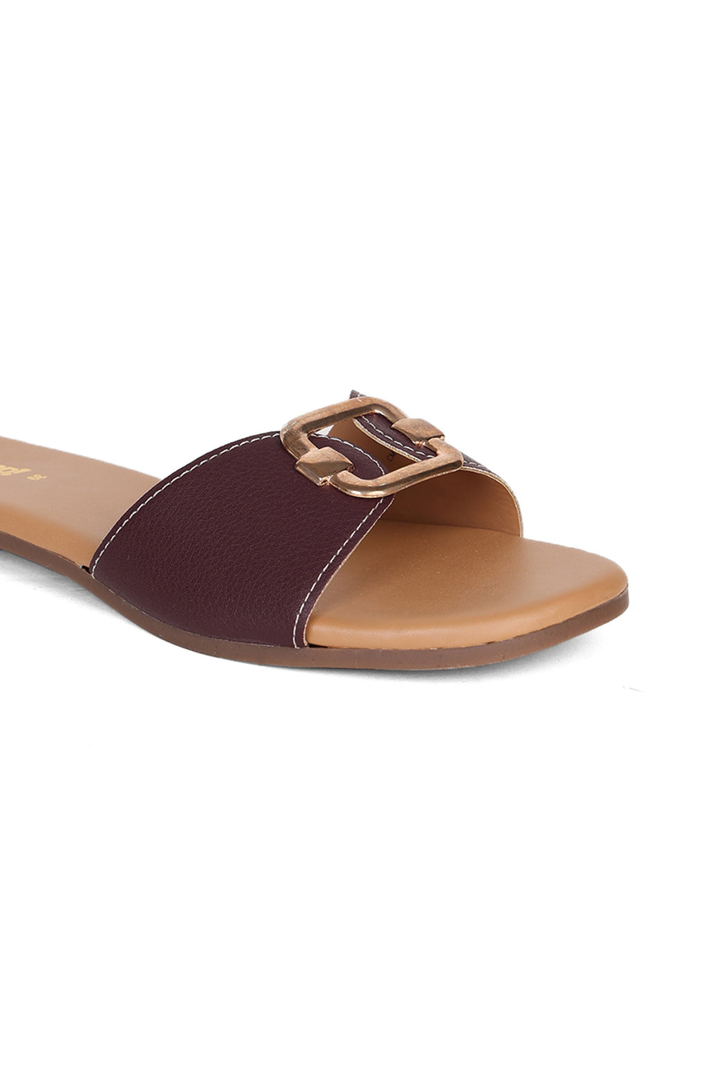 Maroon Solid Flats for Women - Image 3