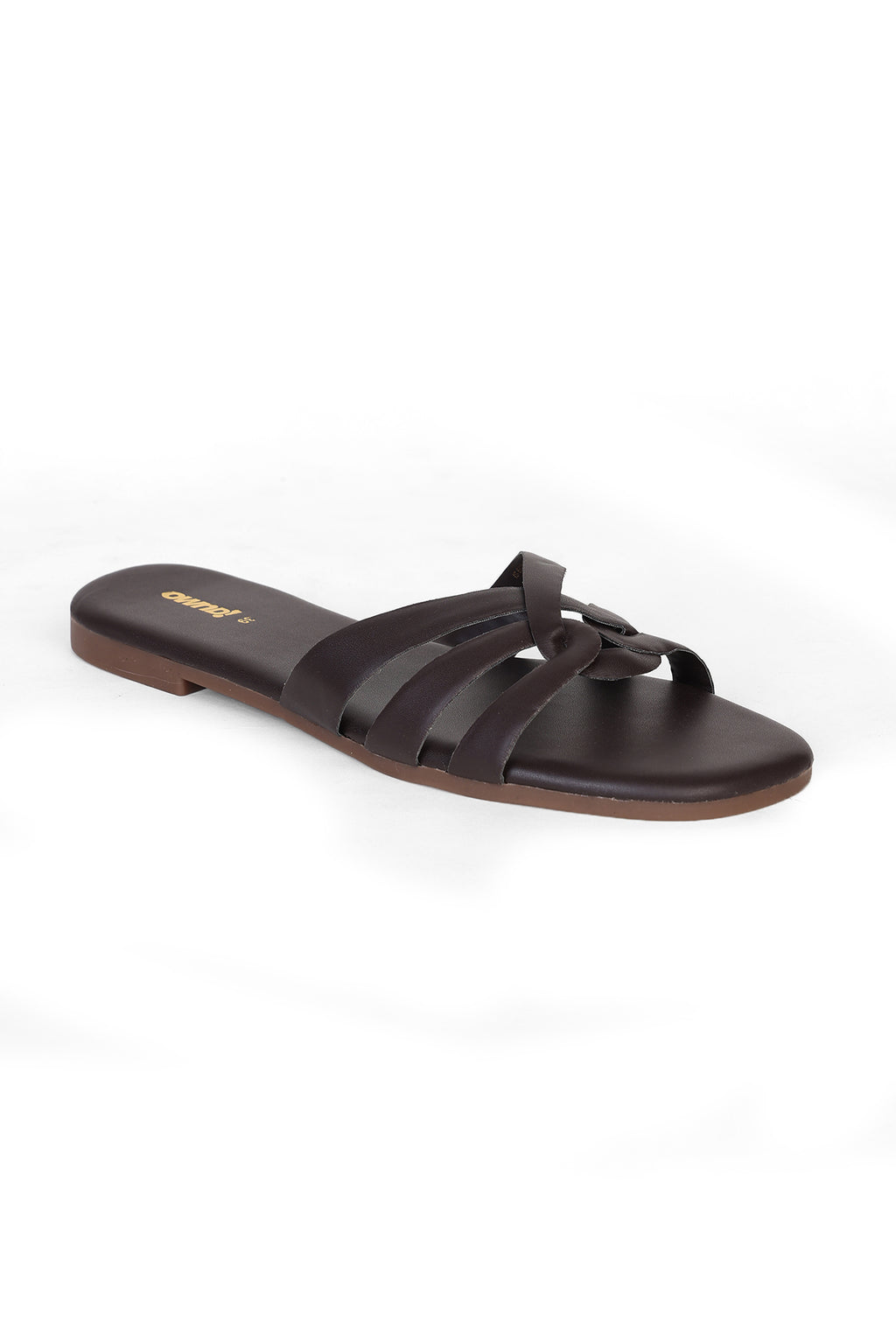 Brown Solid Open Toe Flats for Women - Image 2