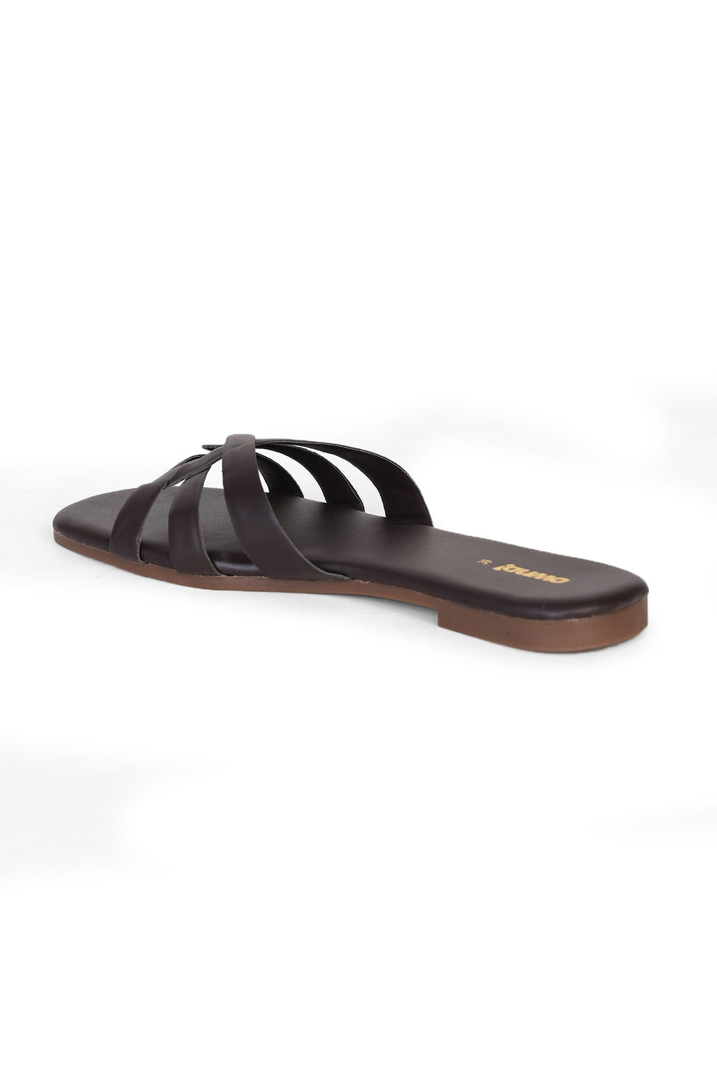 Brown Solid Open Toe Flats for Women - Image 3