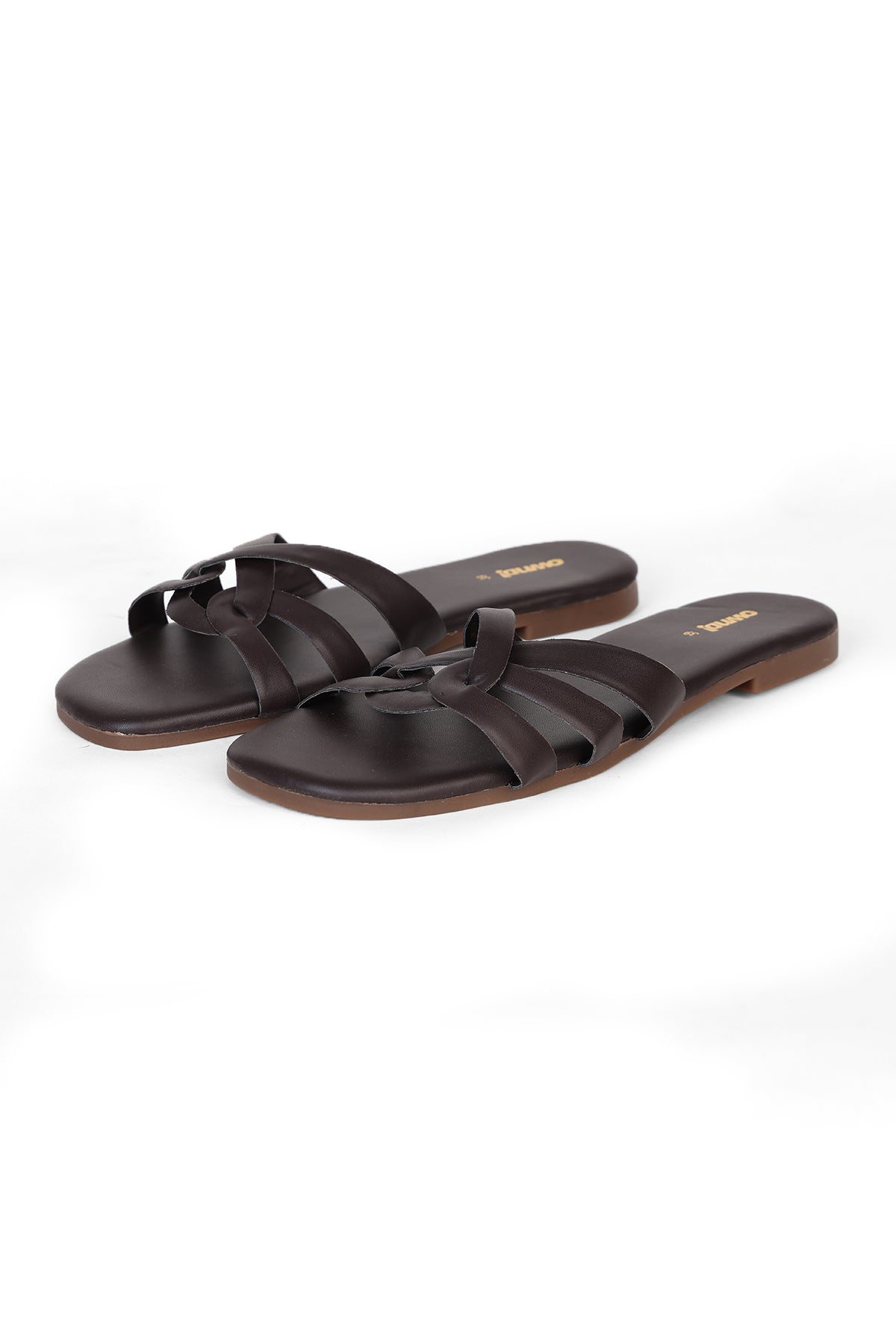 Brown Solid Open Toe Flats for Women - Image 4