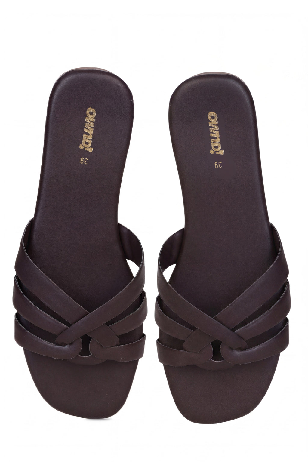 Brown Solid Open Toe Flats for Women - Image 5