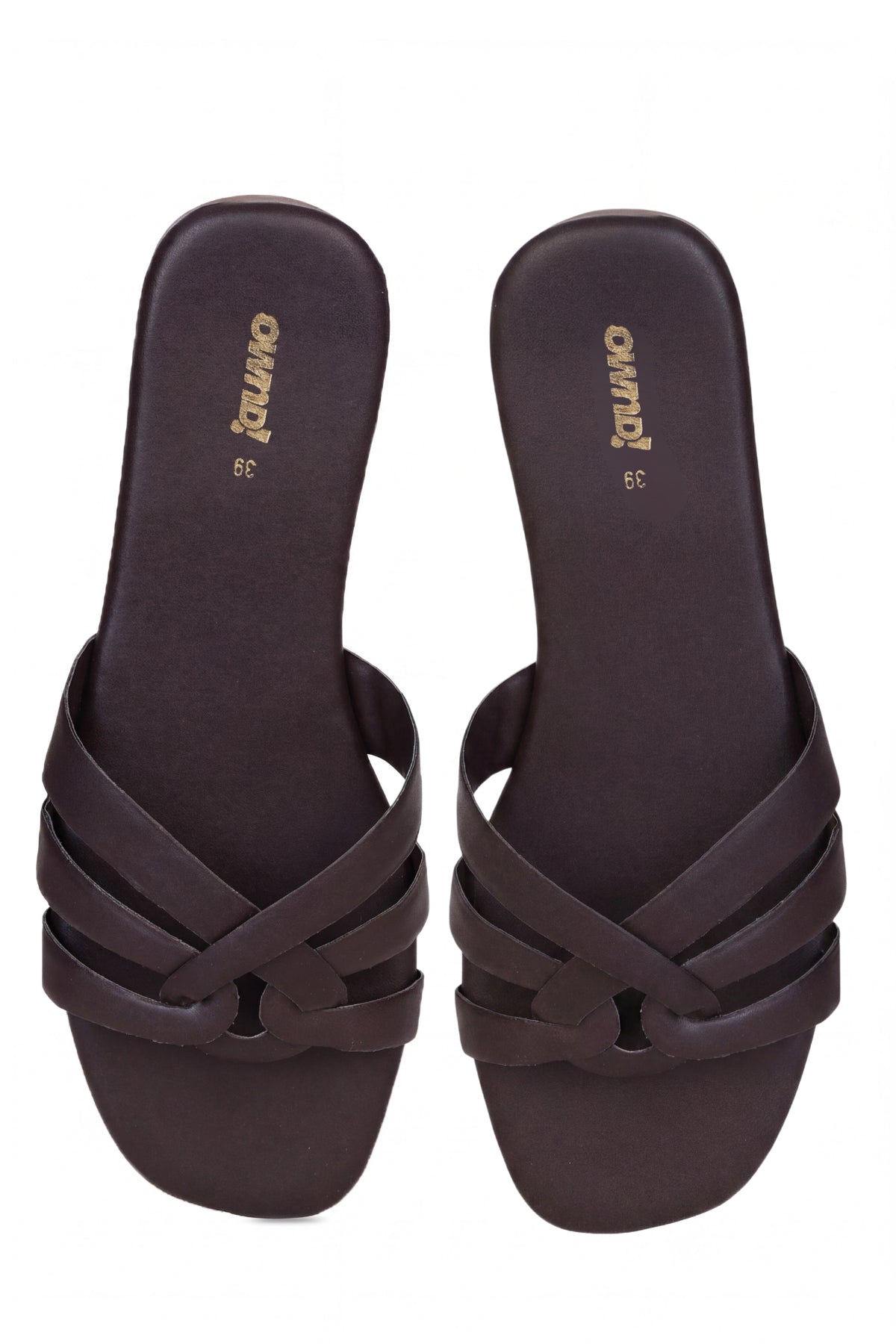 Brown Solid Open Toe Flats for Women - Image 5