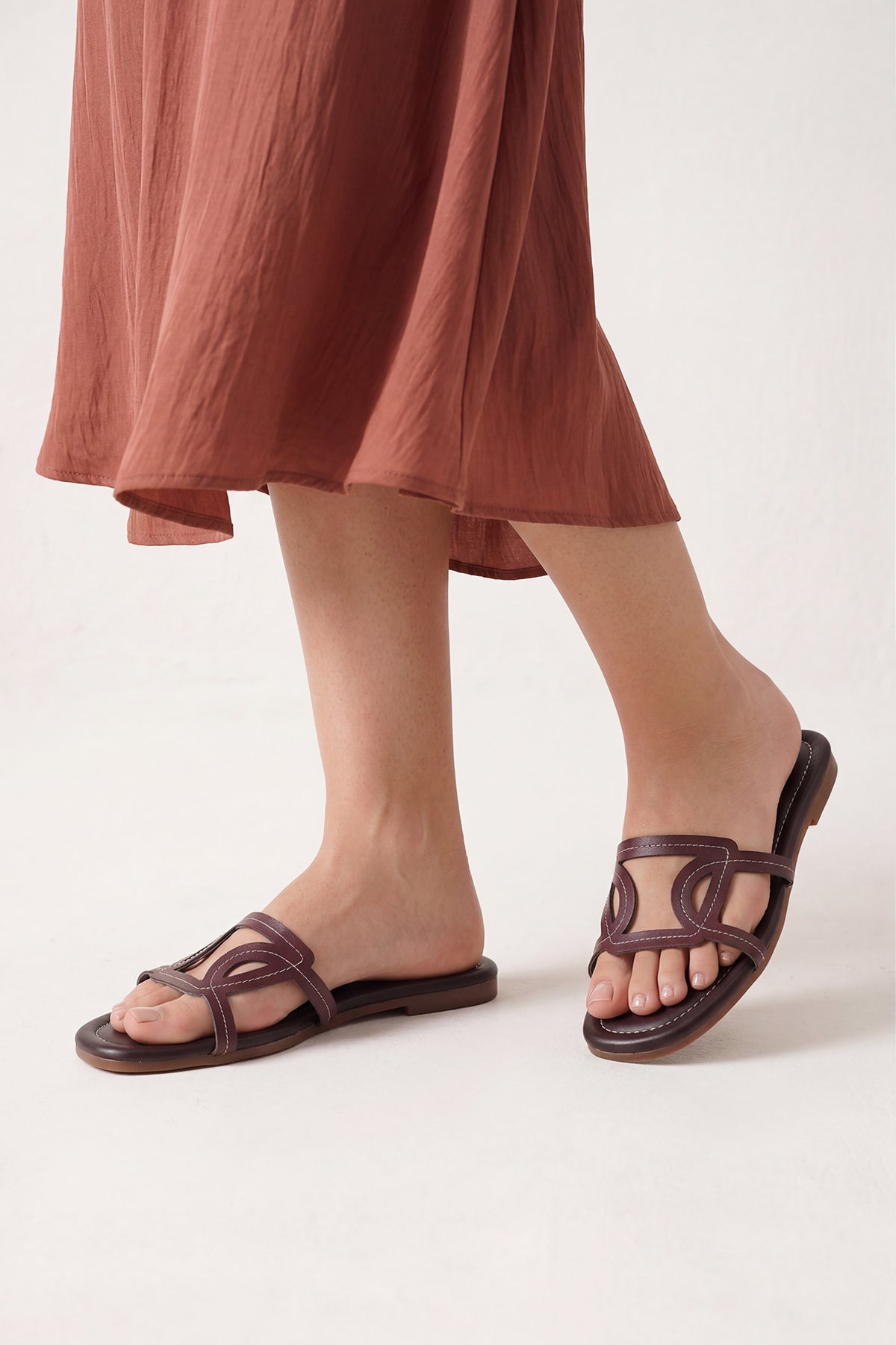 Brown Solid Flats for Women - Image 1