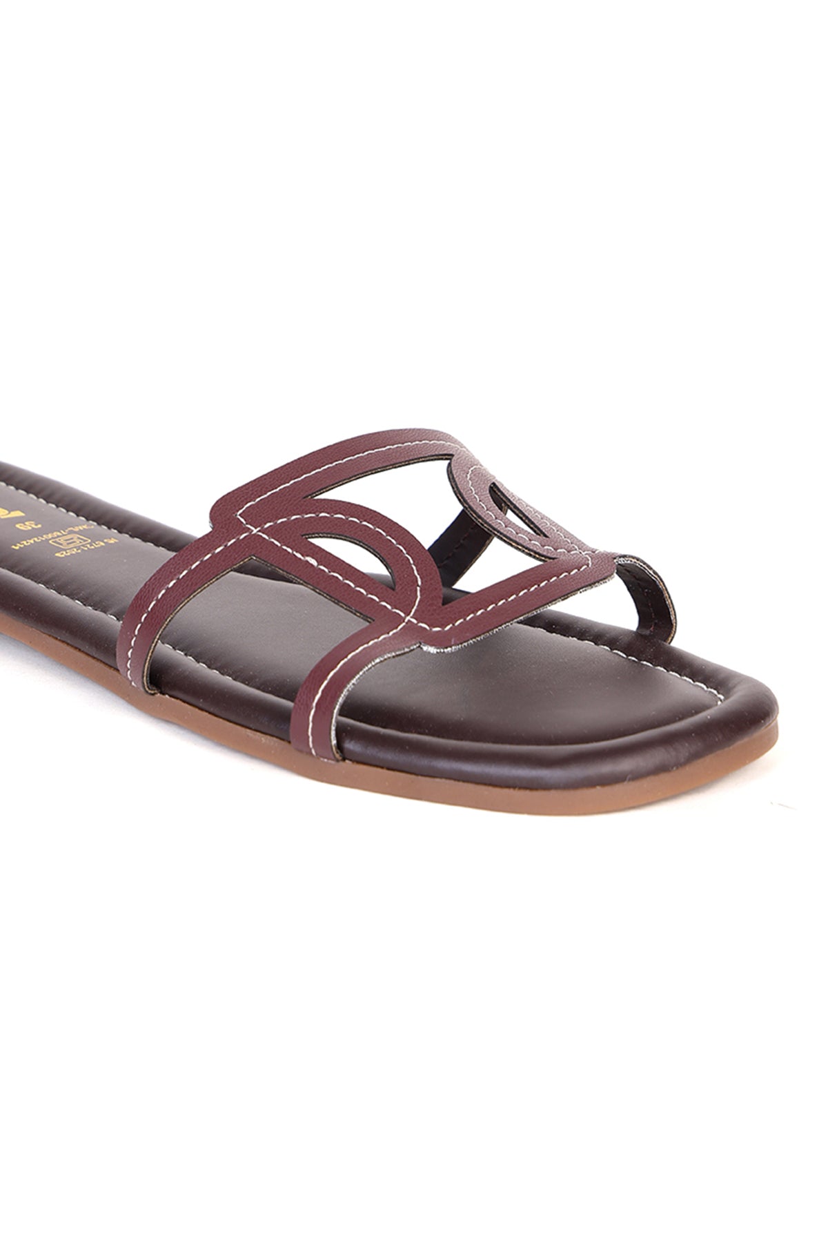 Brown Solid Flats for Women - Image 3