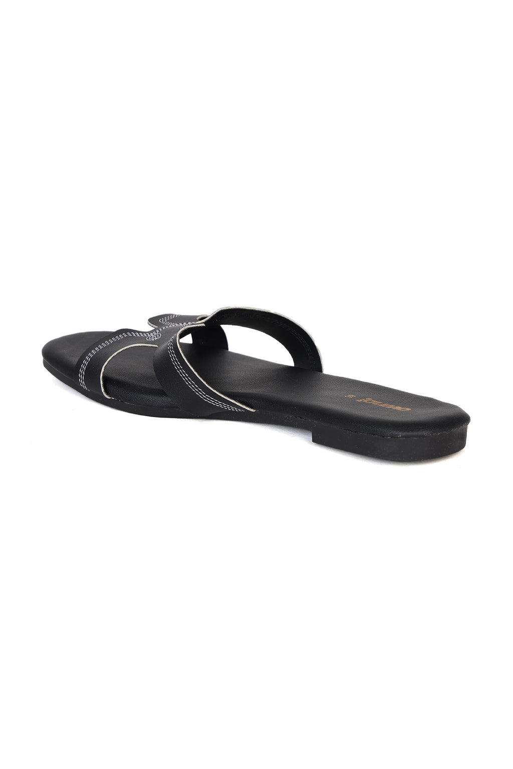 Black Solid Flats for Women - Image 4