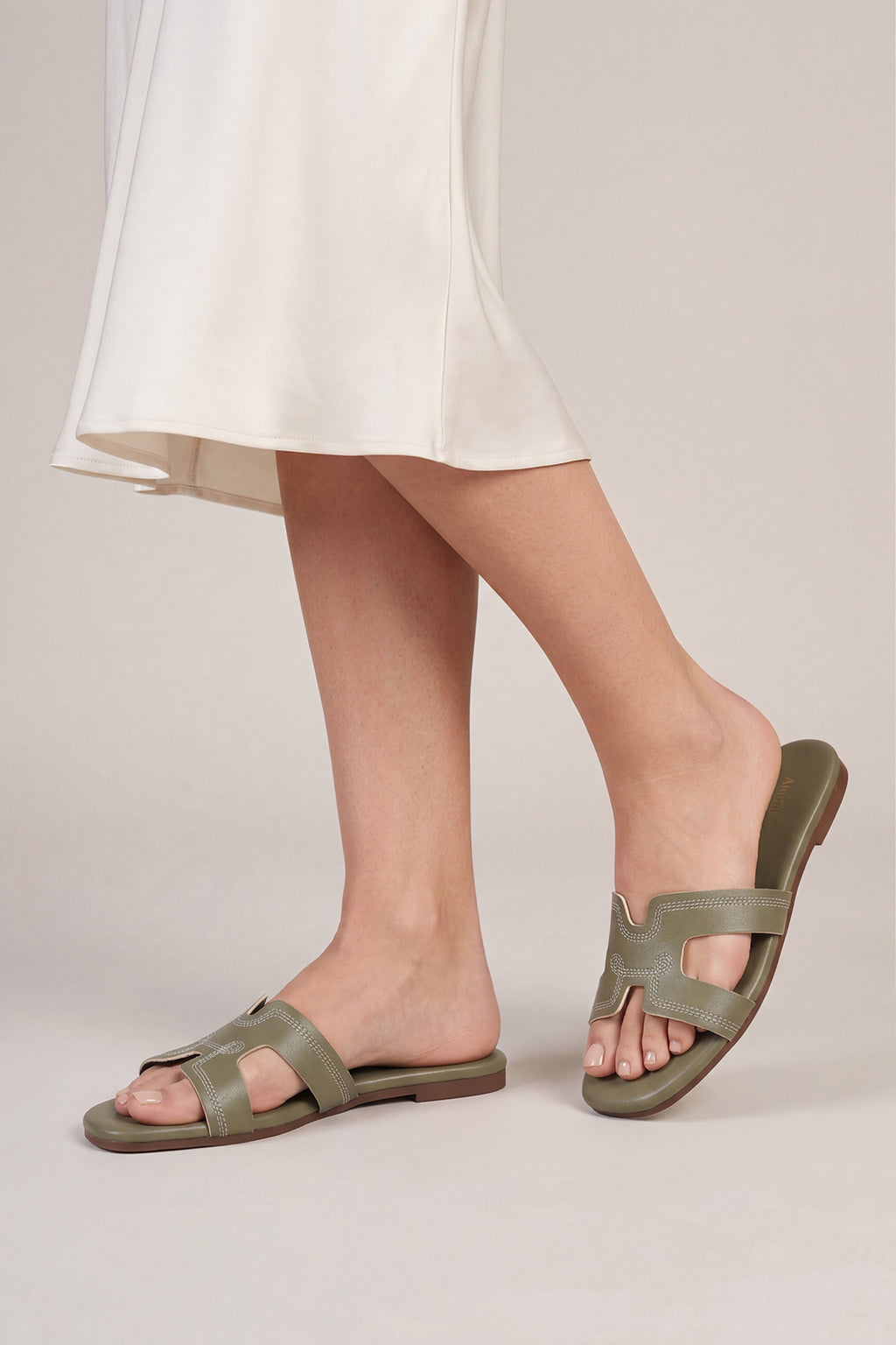 Olive Solid Flats for Women - Image 1
