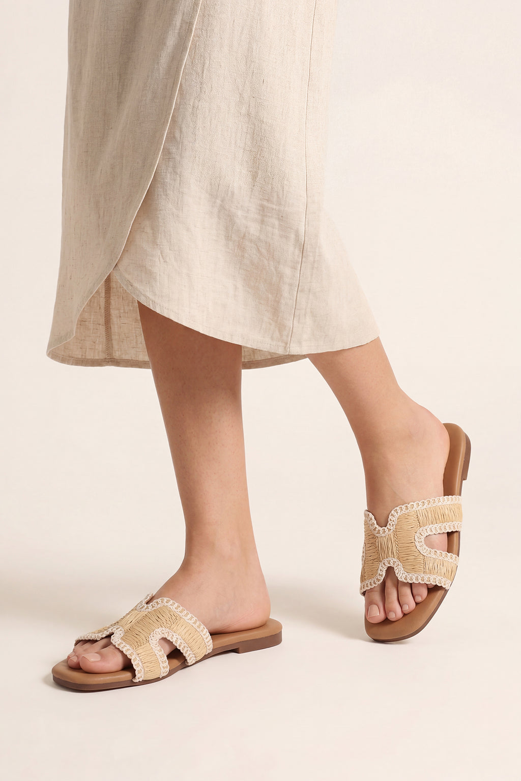 Beige Solid Flats for Women - Image 1