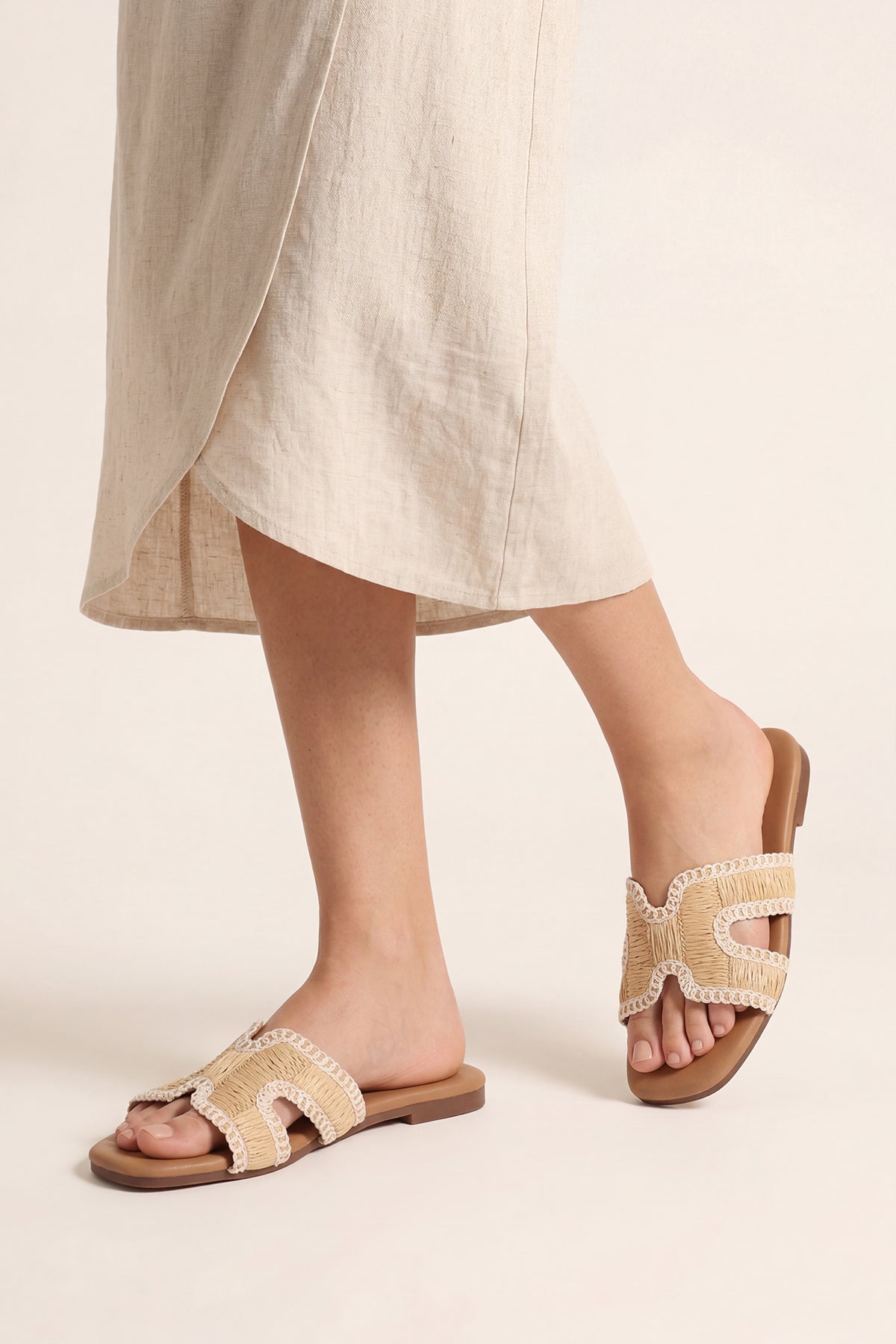 Beige Solid Flats for Women - Image 1
