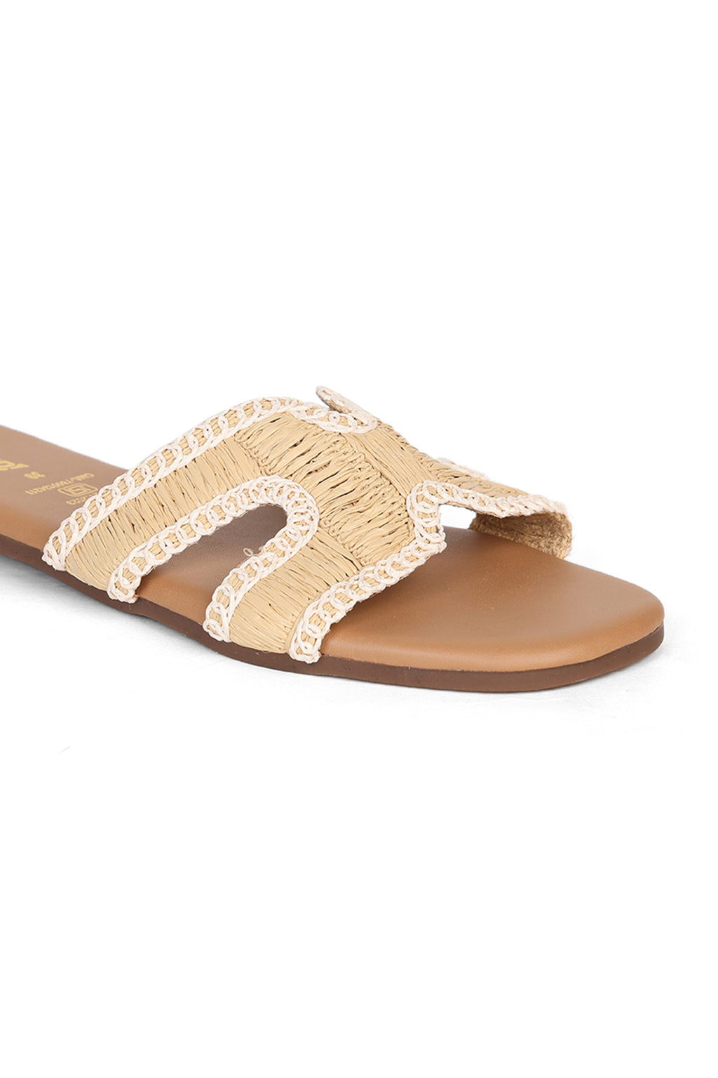Beige Solid Flats for Women - Image 3