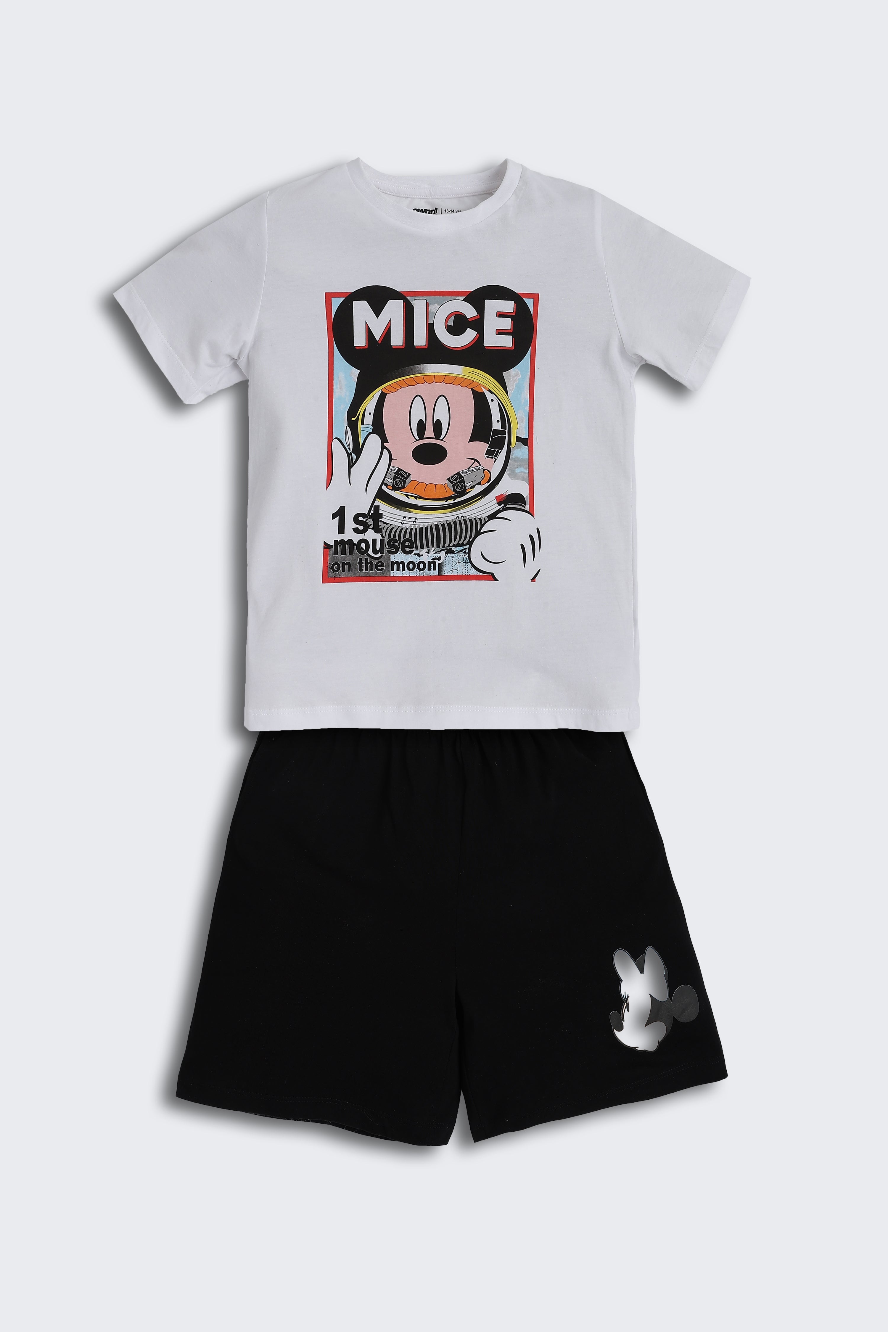 White Minnie Mouse Graphic Printed Regular Fit Night Suit for Tweens Girls - Image 2