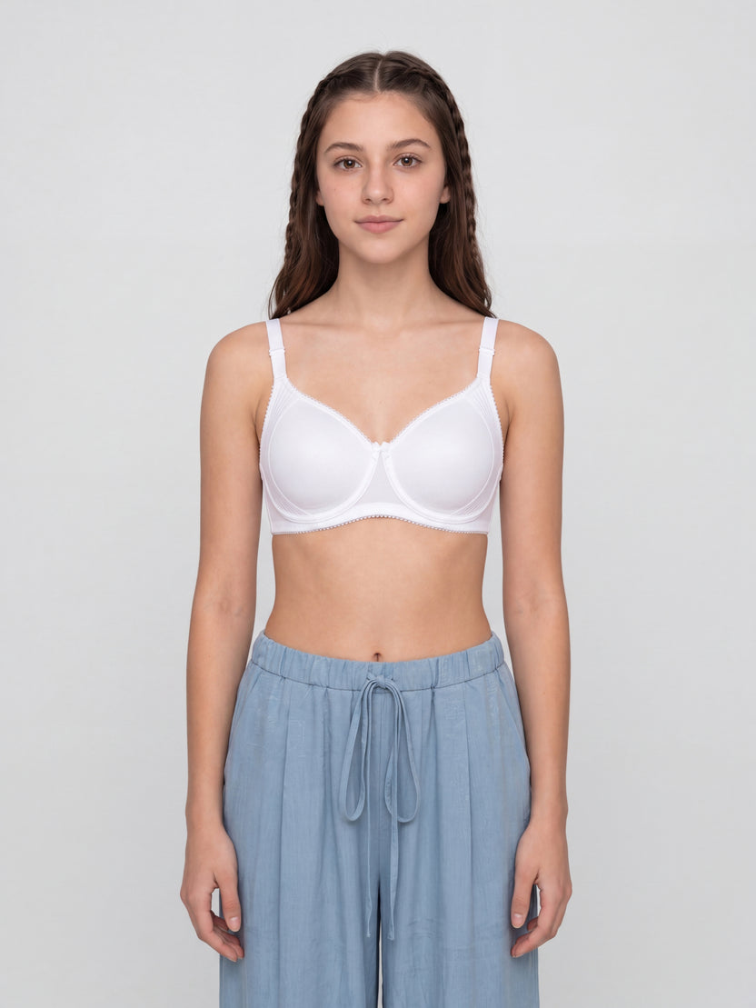 White Solid Regular Fit Bra for Women - Image 2