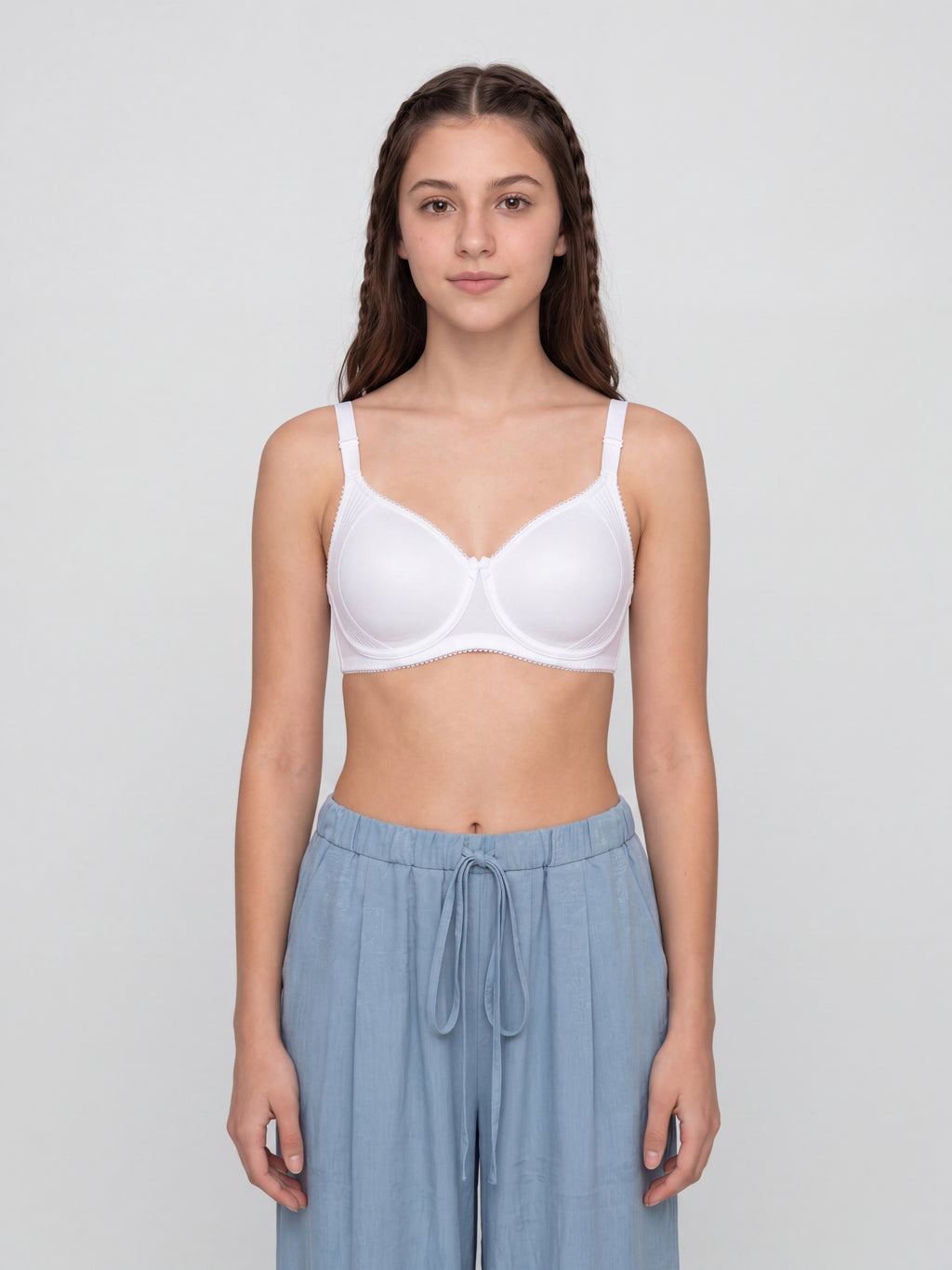 White Solid Regular Fit Bra for Women - Image 2