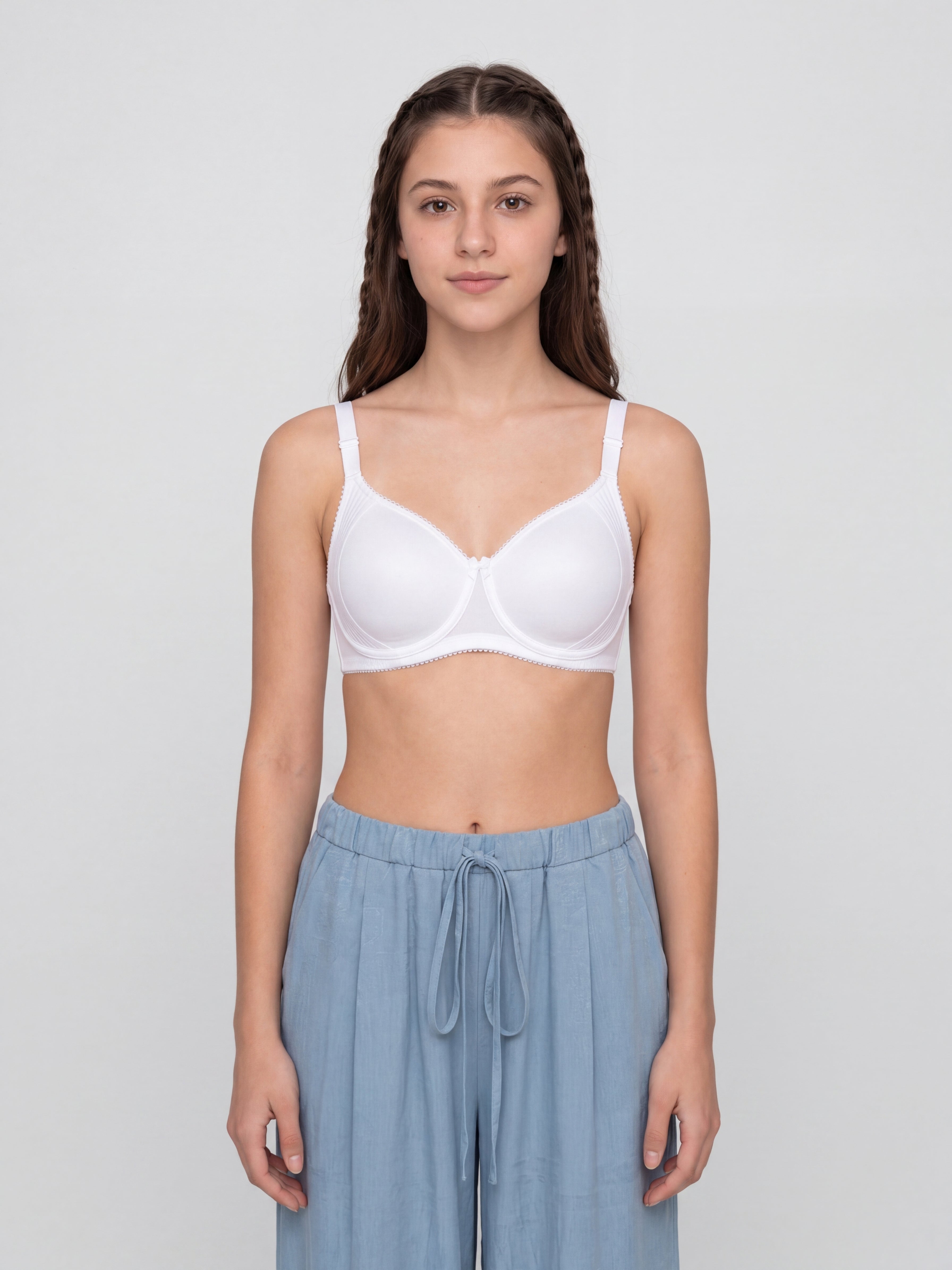 White Solid Regular Fit Bra for Women - Image 2