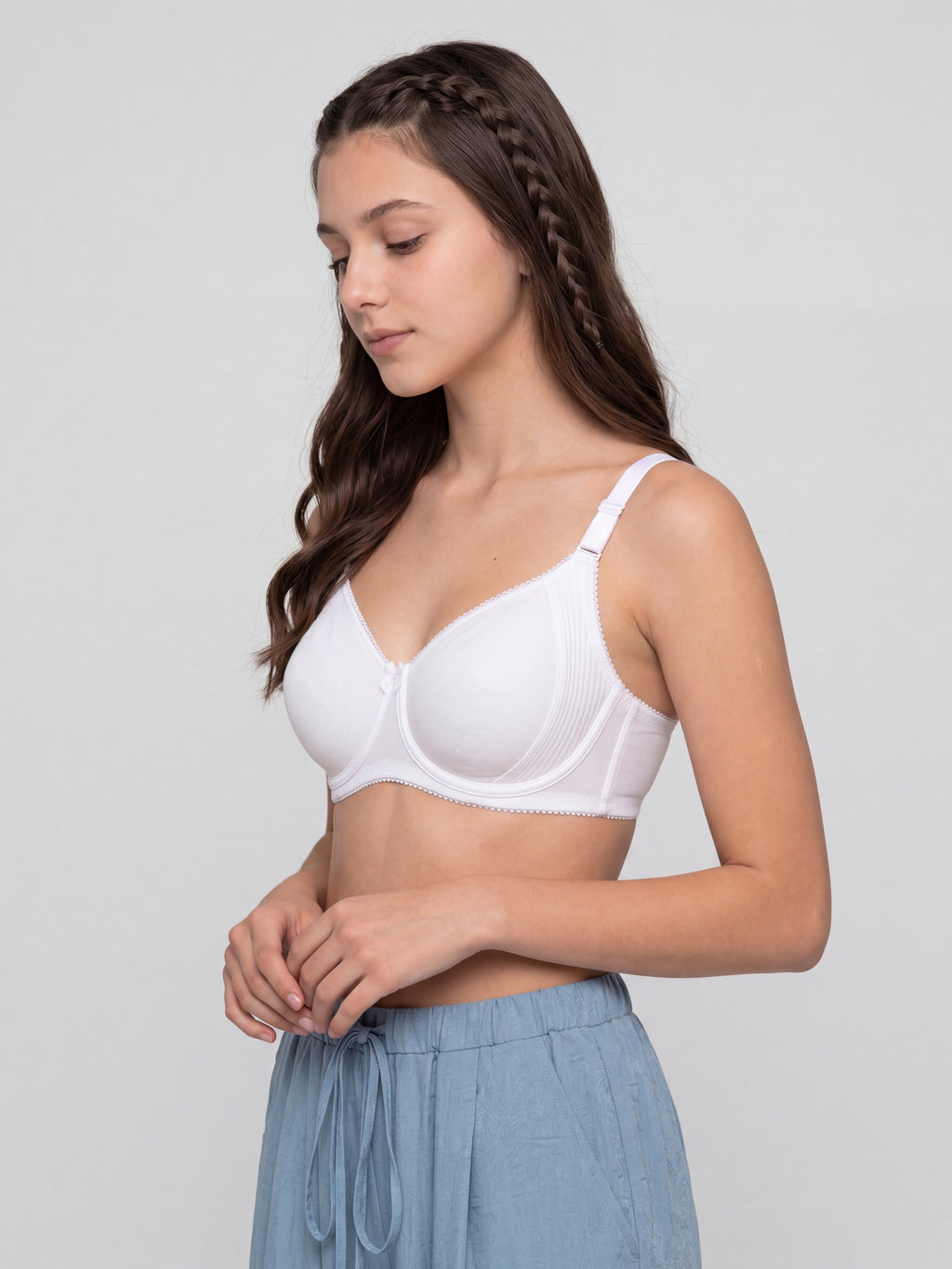 White Solid Regular Fit Bra for Women - Image 4