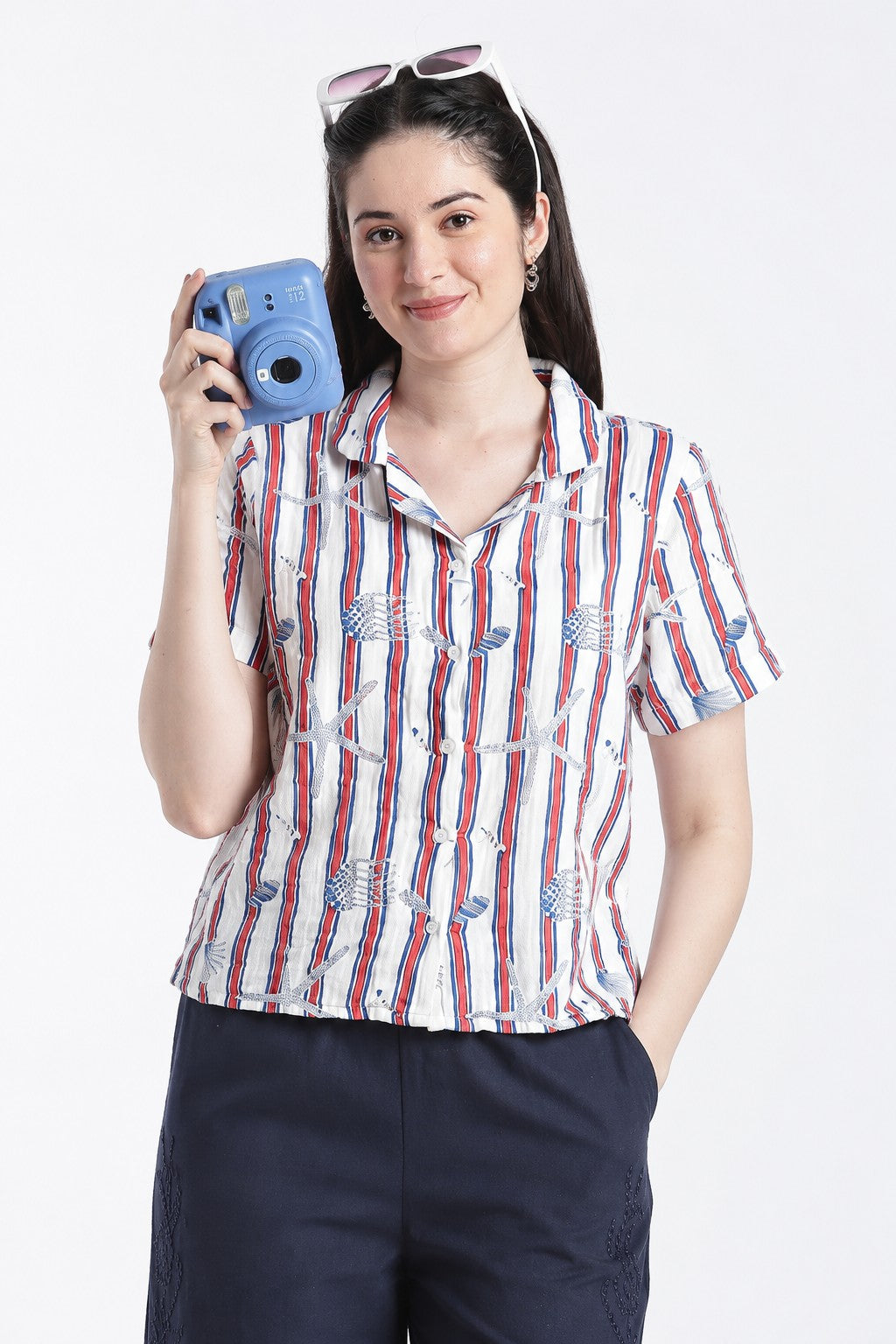 Red Stripes Regular Fit Shirt For Women - Image 1