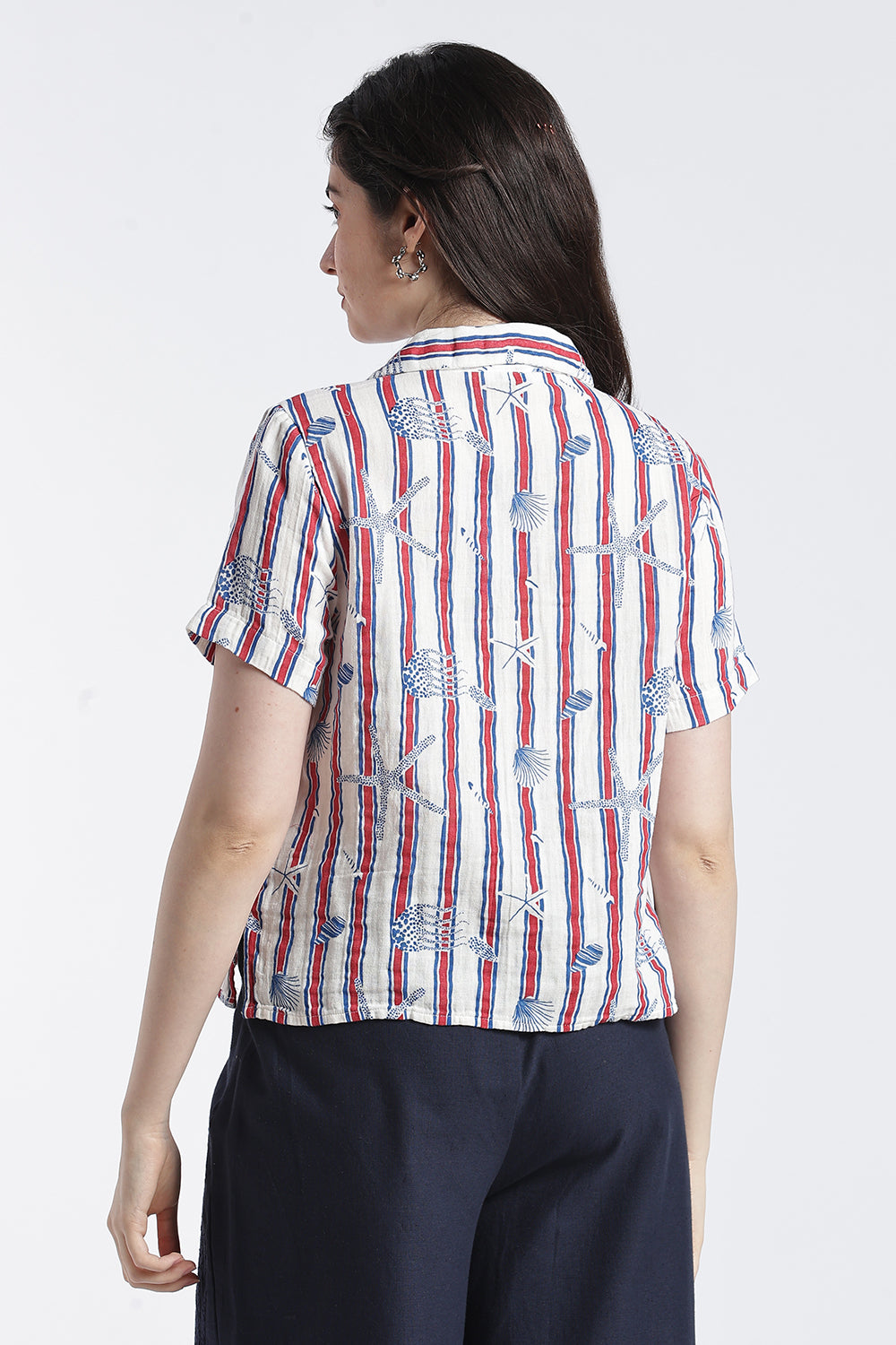 Red Stripes Regular Fit Shirt For Women - Image 5