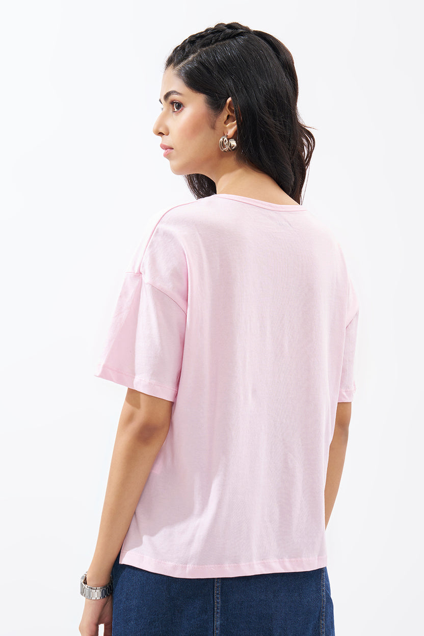 Pink Aquatic Graphic T-Shirt For Women - Image 5