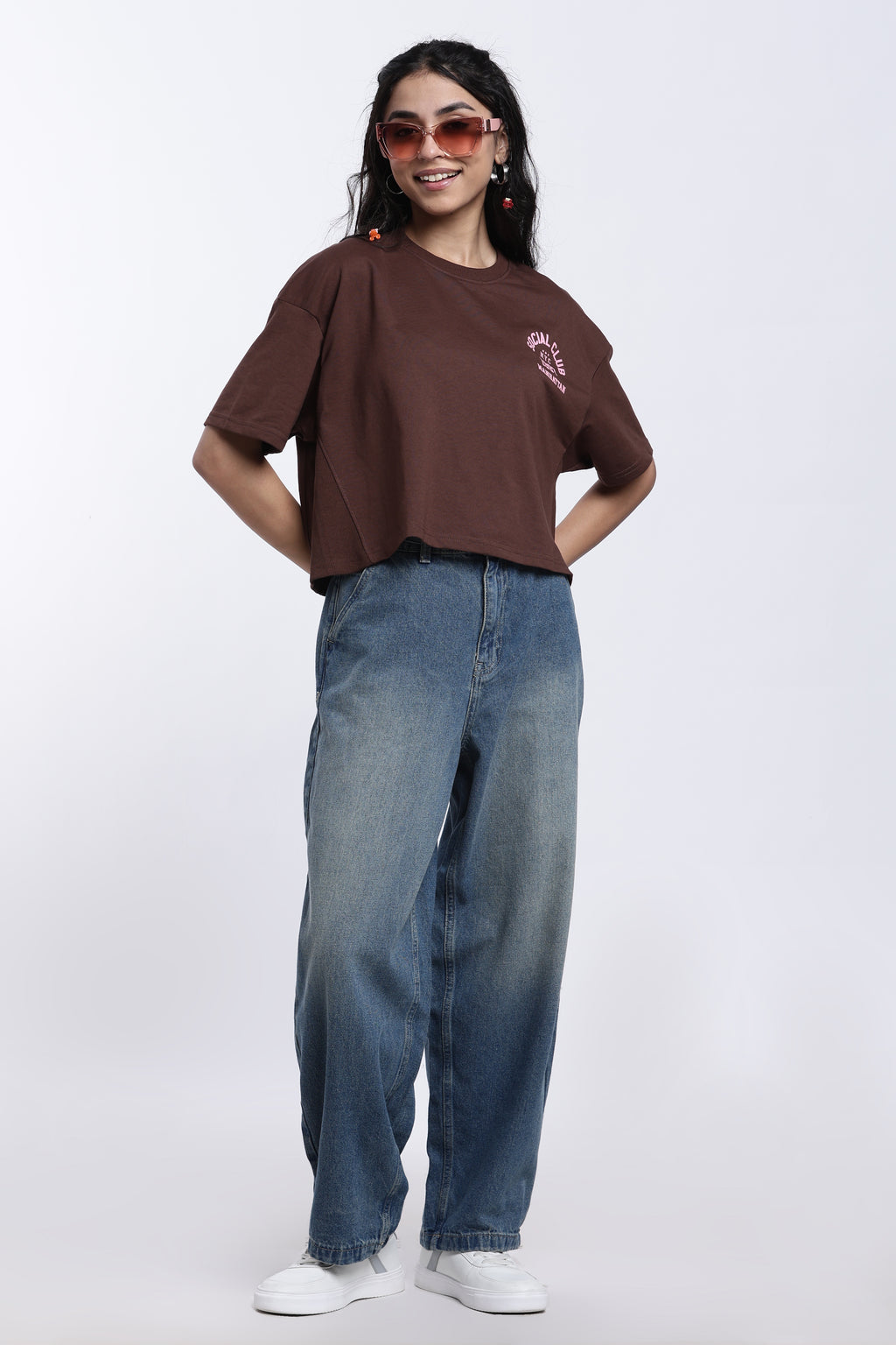 Brown Graphic Regular Fit T-Shirt for Women - Image 6