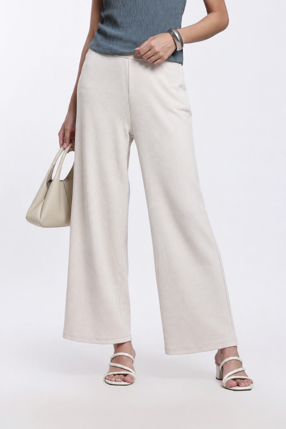 Beige Wide-Leg Pant for Women - Image 1
