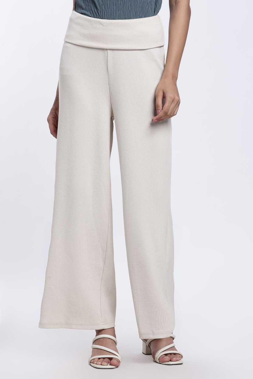 Beige Wide-Leg Pant for Women - Image 2
