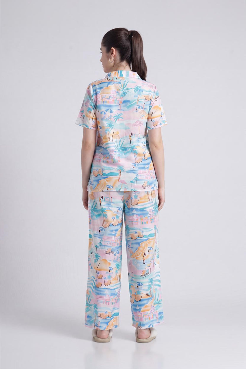 Multi Coloured Conversational Relaxed Fit Nightwear Set For Women - Image 4