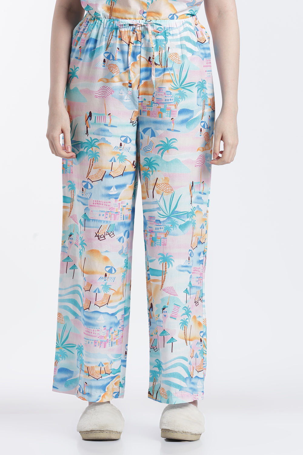 Multi Coloured Conversational Relaxed Fit Nightwear Set For Women - Image 5