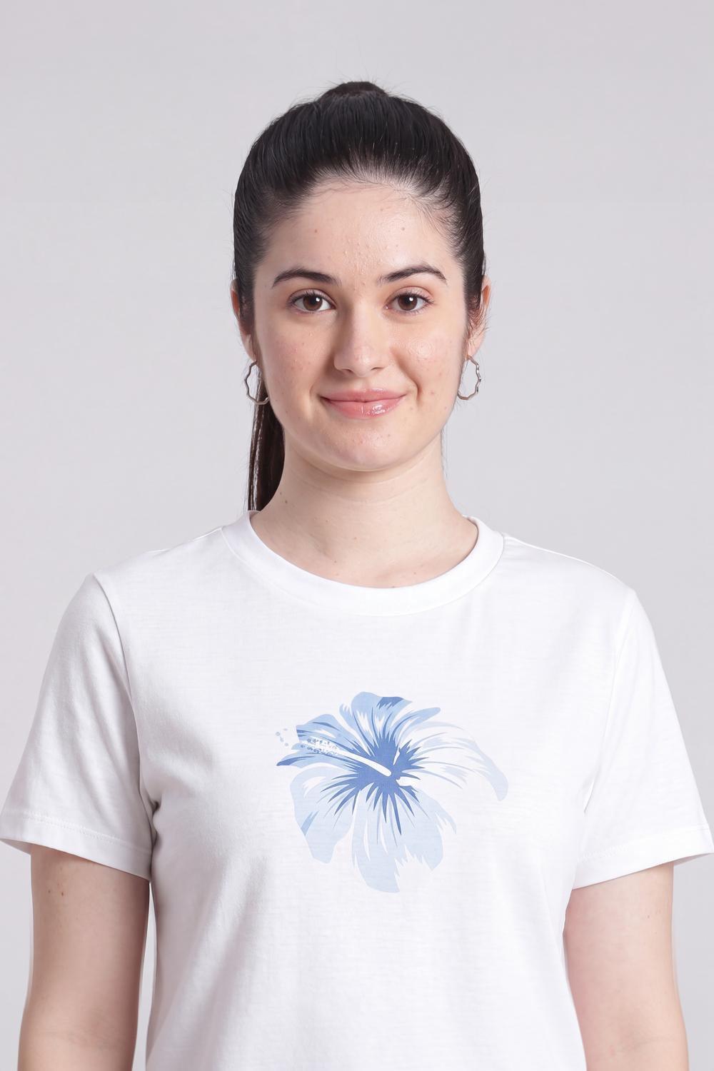 Blue Graphic Straight Fit Nightwear Set For Women - Image 3