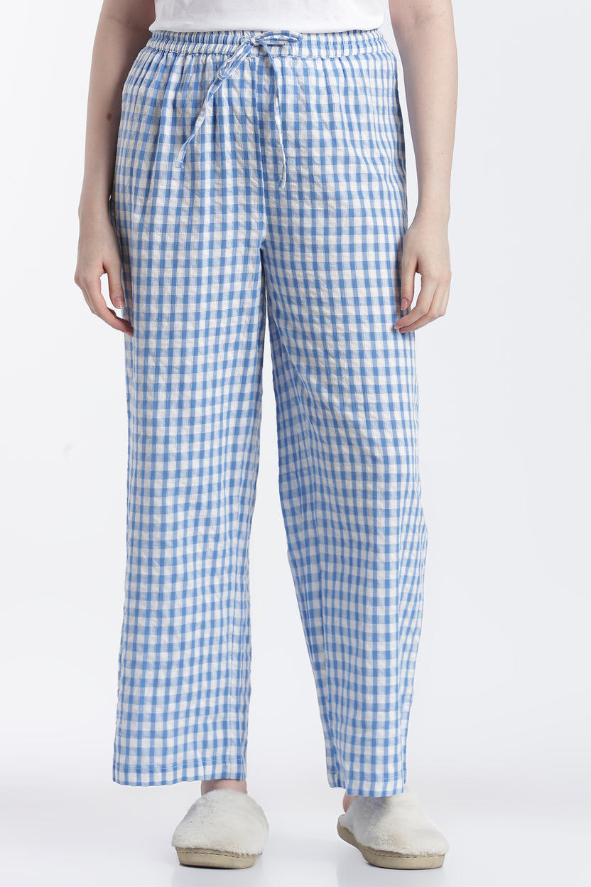 Blue Graphic Straight Fit Nightwear Set For Women - Image 4