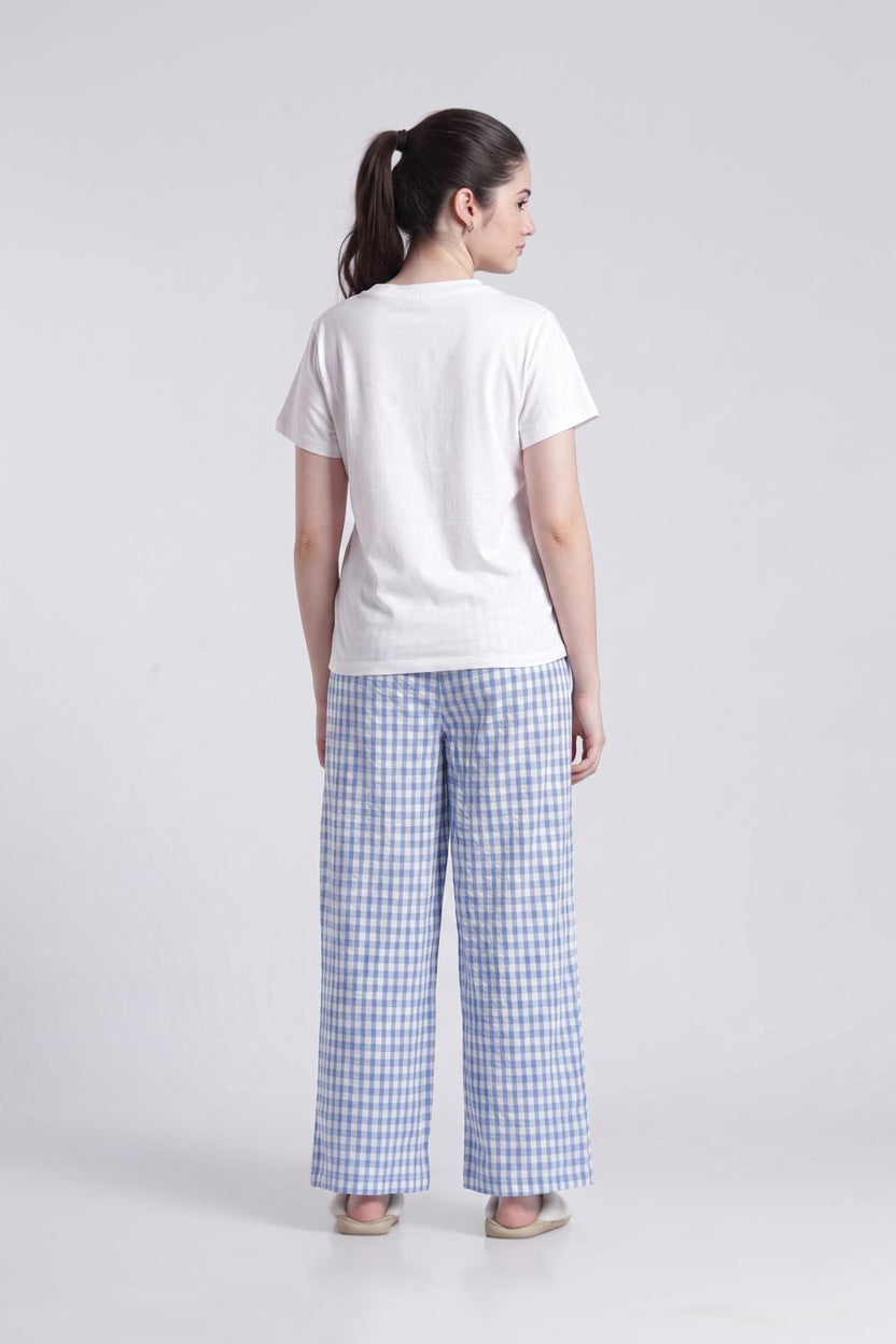 Blue Graphic Straight Fit Nightwear Set For Women - Image 5