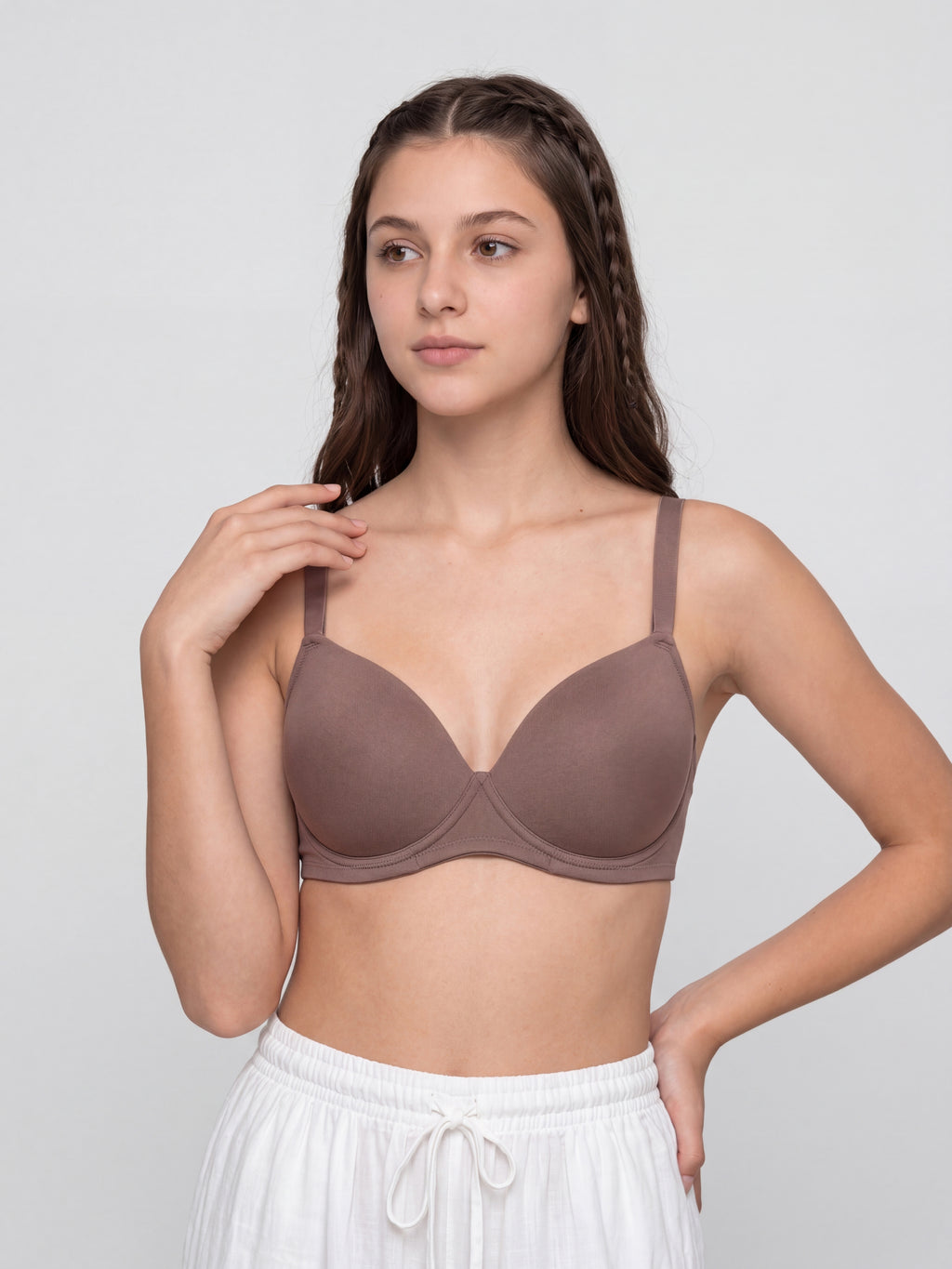 Brown Solid Regular Fit Bra for Women - Image 2
