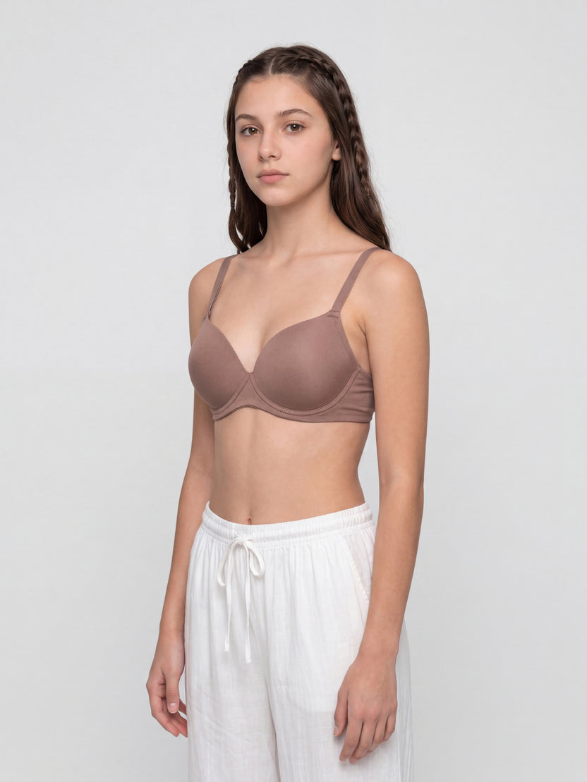 Brown Solid Regular Fit Bra for Women - Image 4