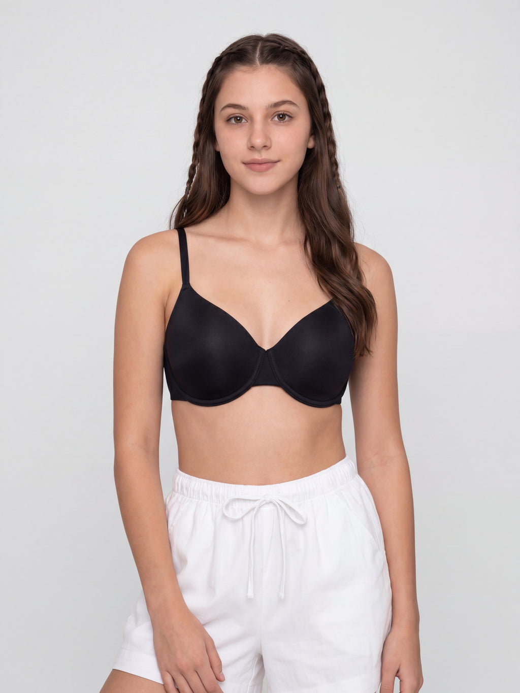 Black Solid Regular Fit Bra for Women - Image 2