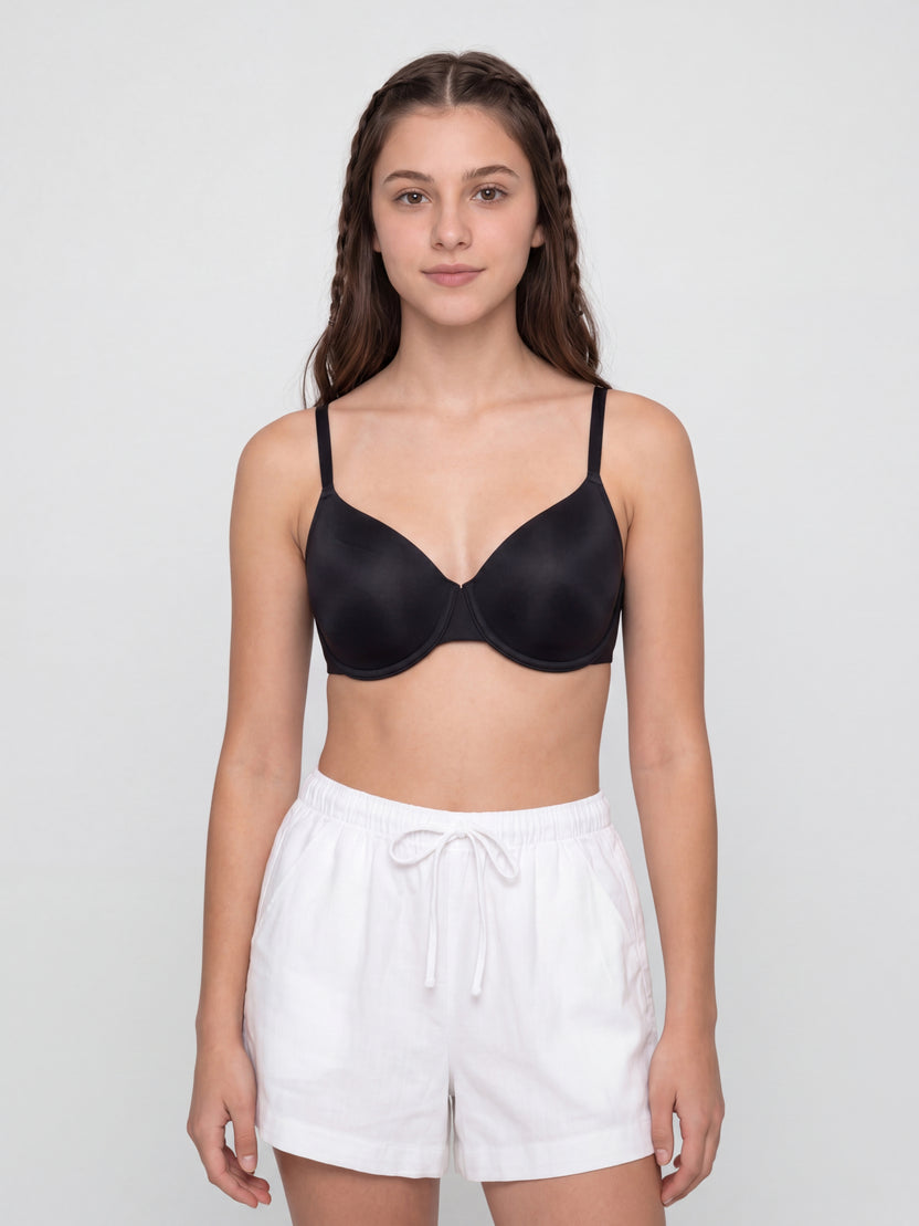 Black Solid Regular Fit Bra for Women - Image 3