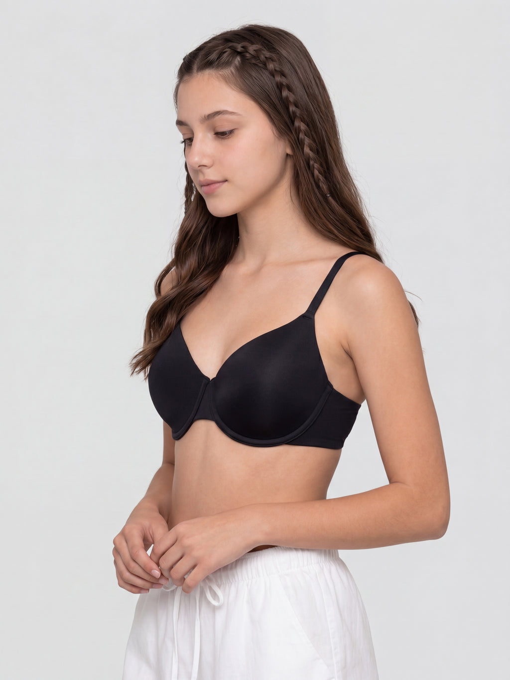 Black Solid Regular Fit Bra for Women - Image 4