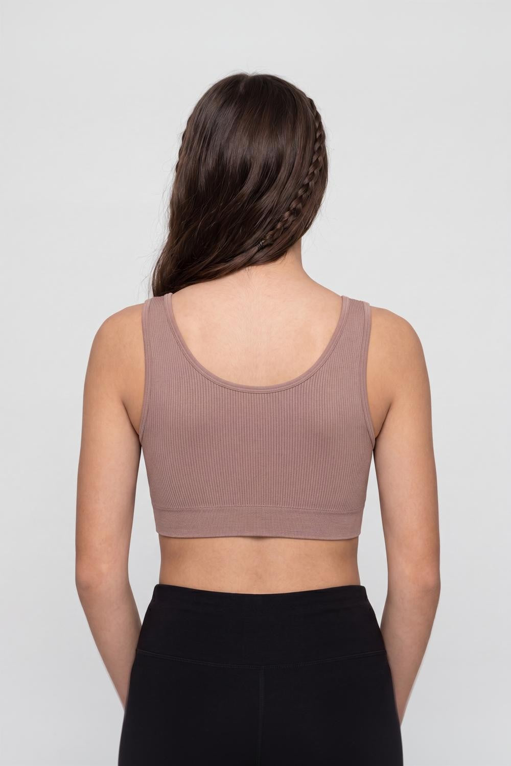 Taupe Seamless Textured Bra for Women - Image 5