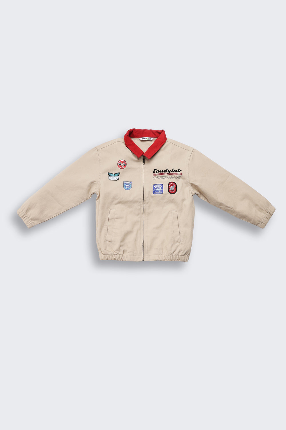 Beige Placement Printed Regular Fit Jacket for Boys - Image 2