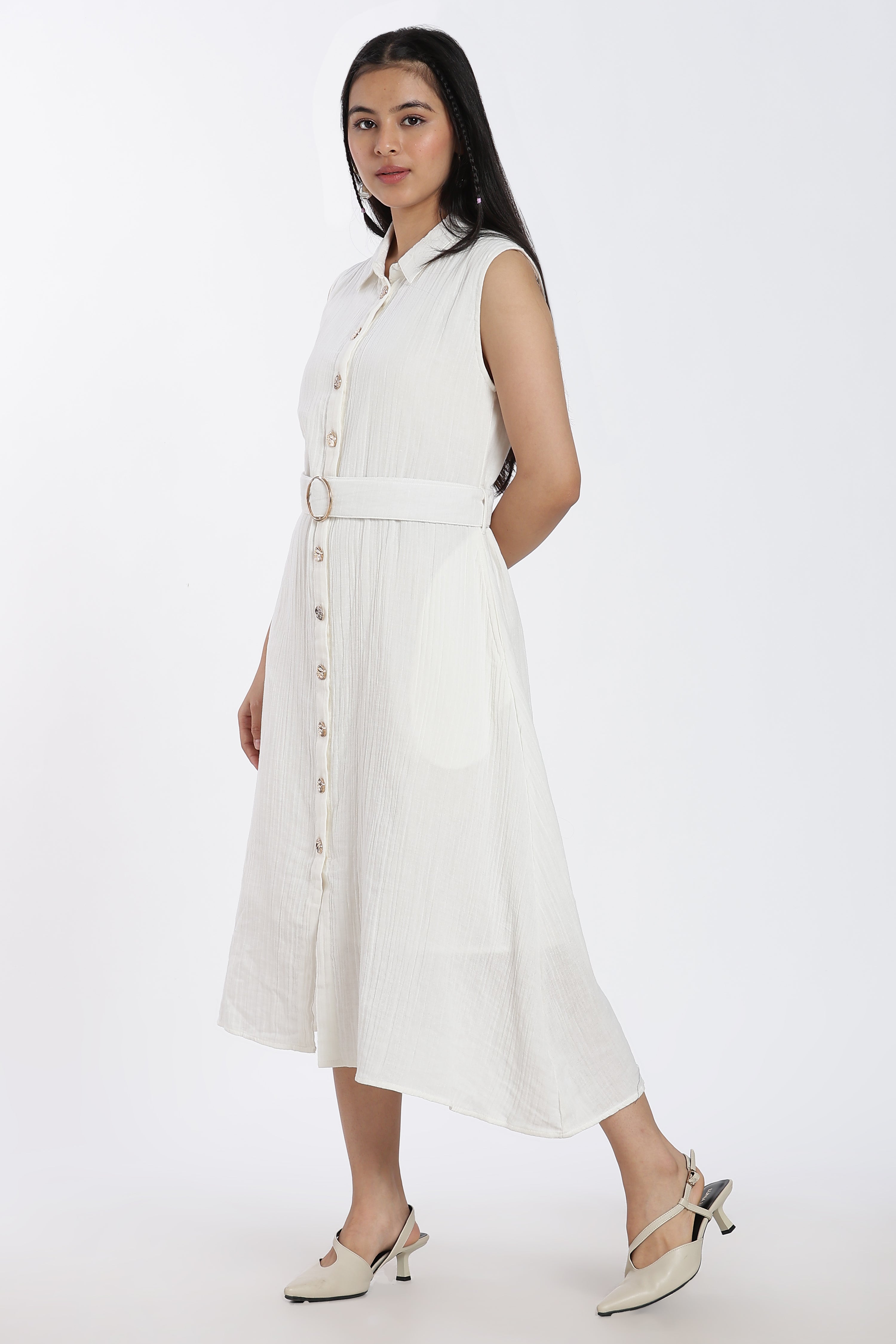Off White Wear Regular Fit Dress for Women - Image 6