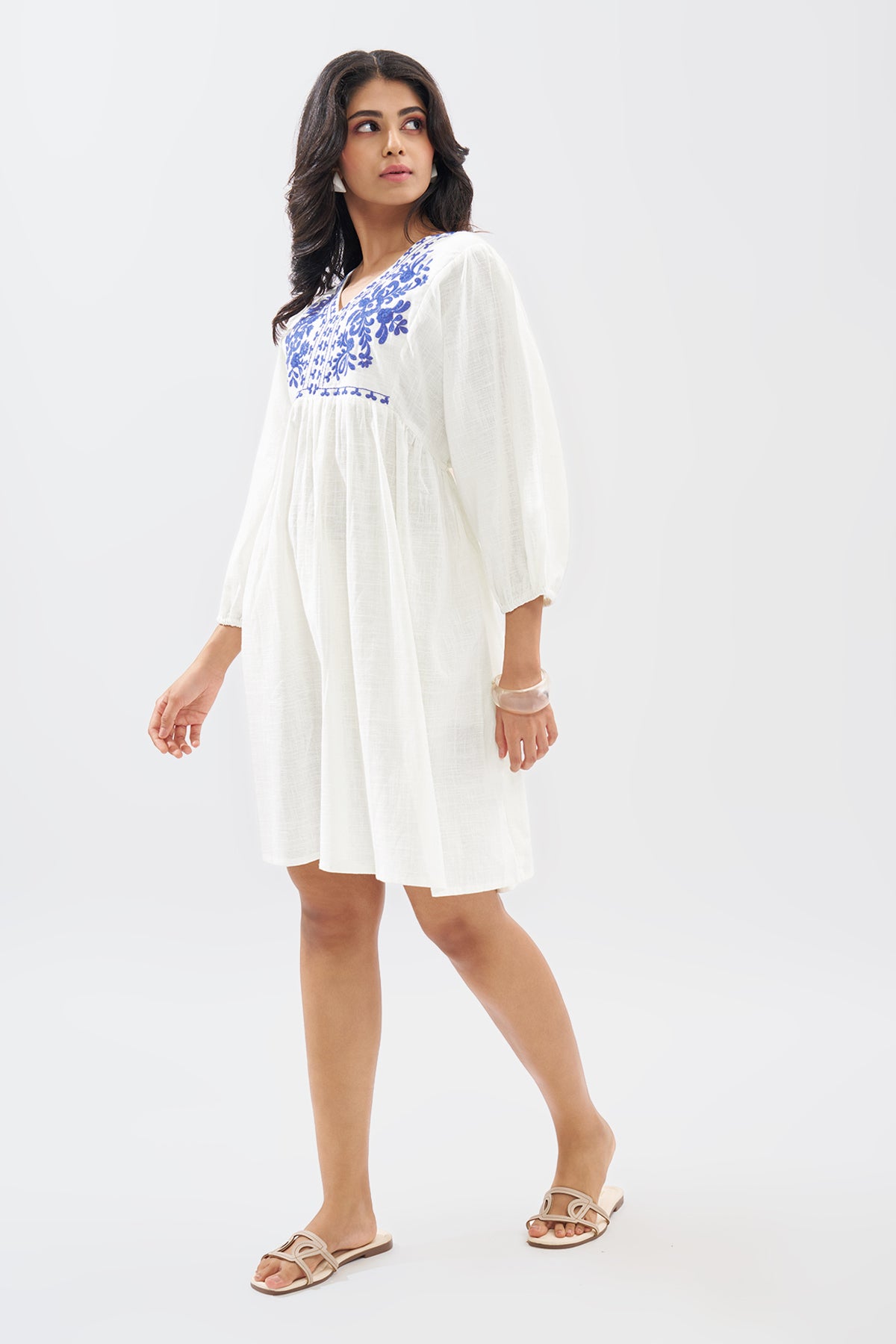 White Embroidered Dress for Women - Image 4