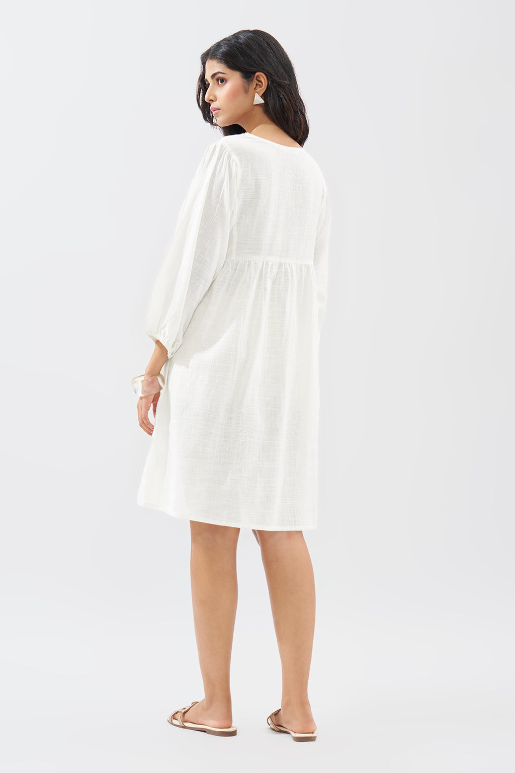 White Embroidered Dress for Women - Image 5