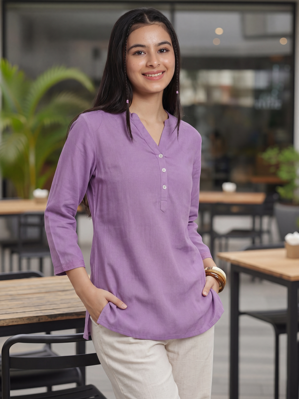 Lilac Everyday Essentials Regular Fit Tunic for Women - Image 1
