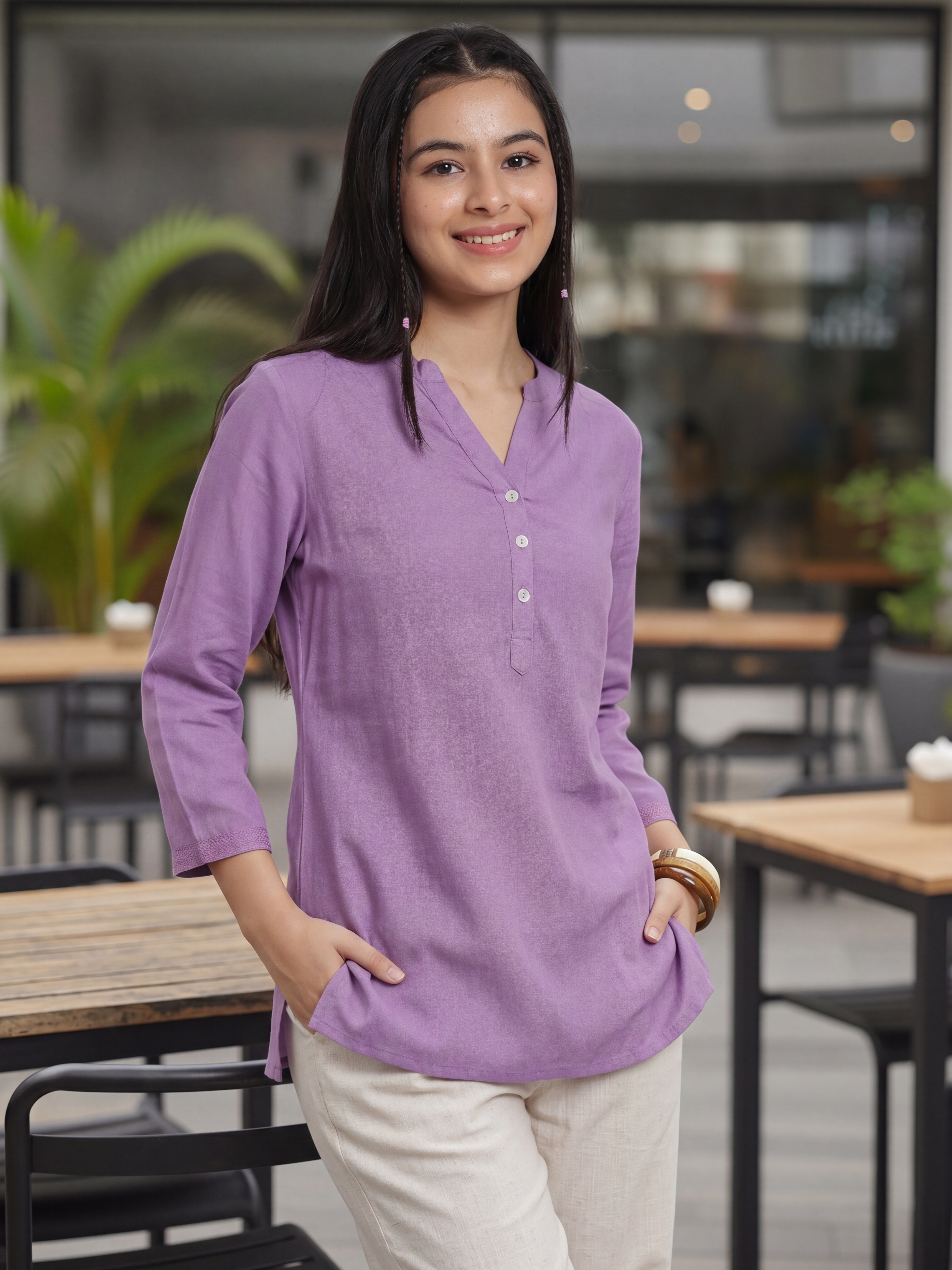 Lilac Everyday Essentials Regular Fit Tunic for Women - Image 1