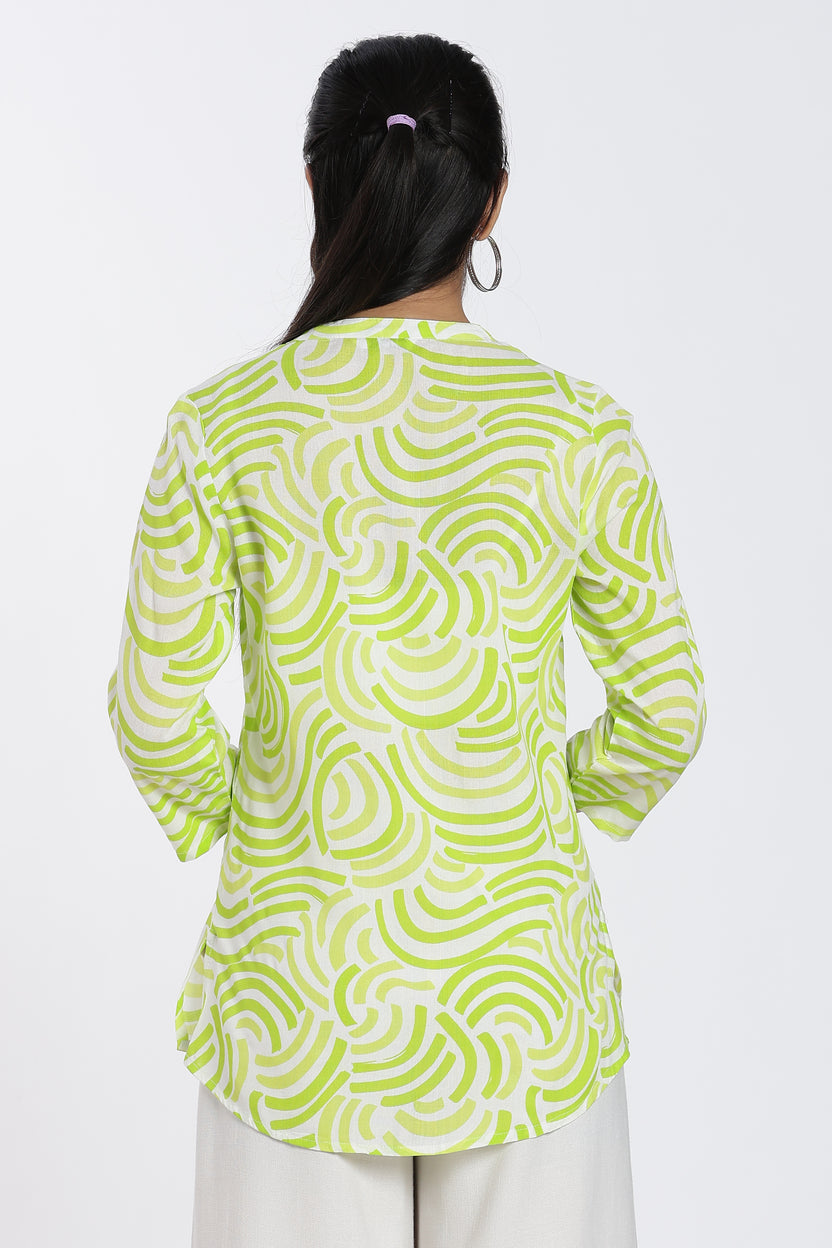 Lime Abstract Regular Fit Tunic for Women - Image 5