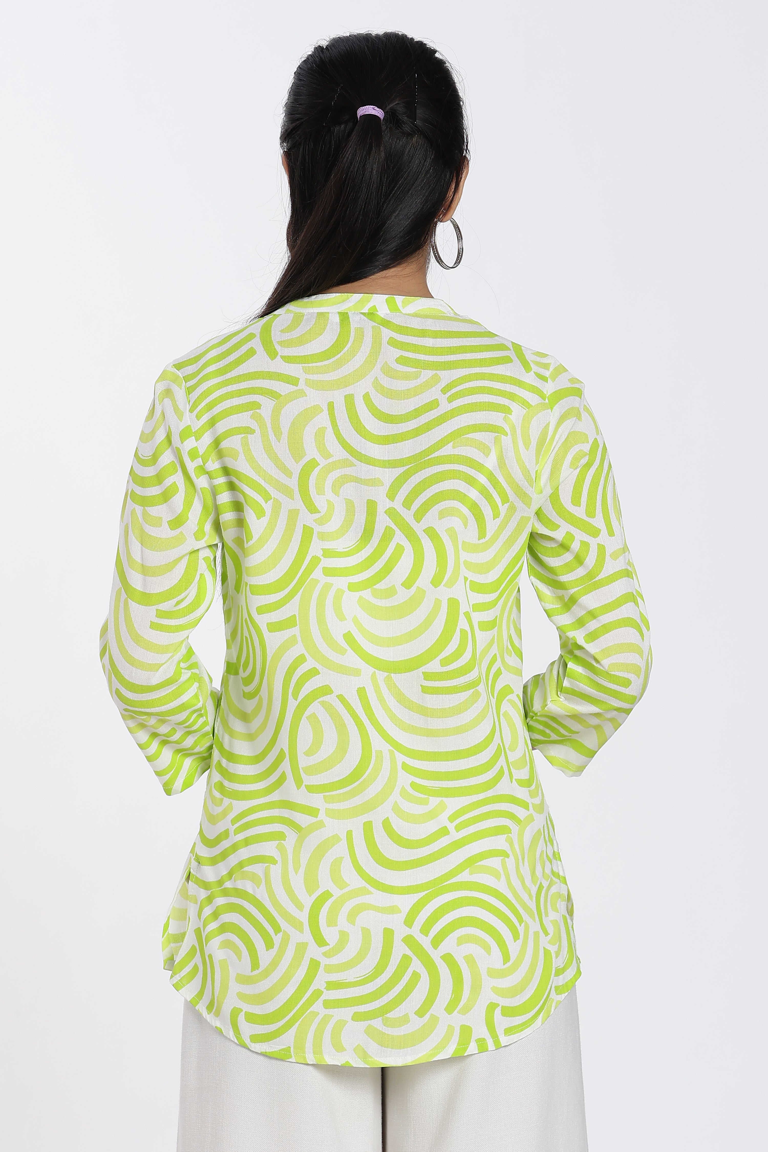 Lime Abstract Regular Fit Tunic for Women - Image 5
